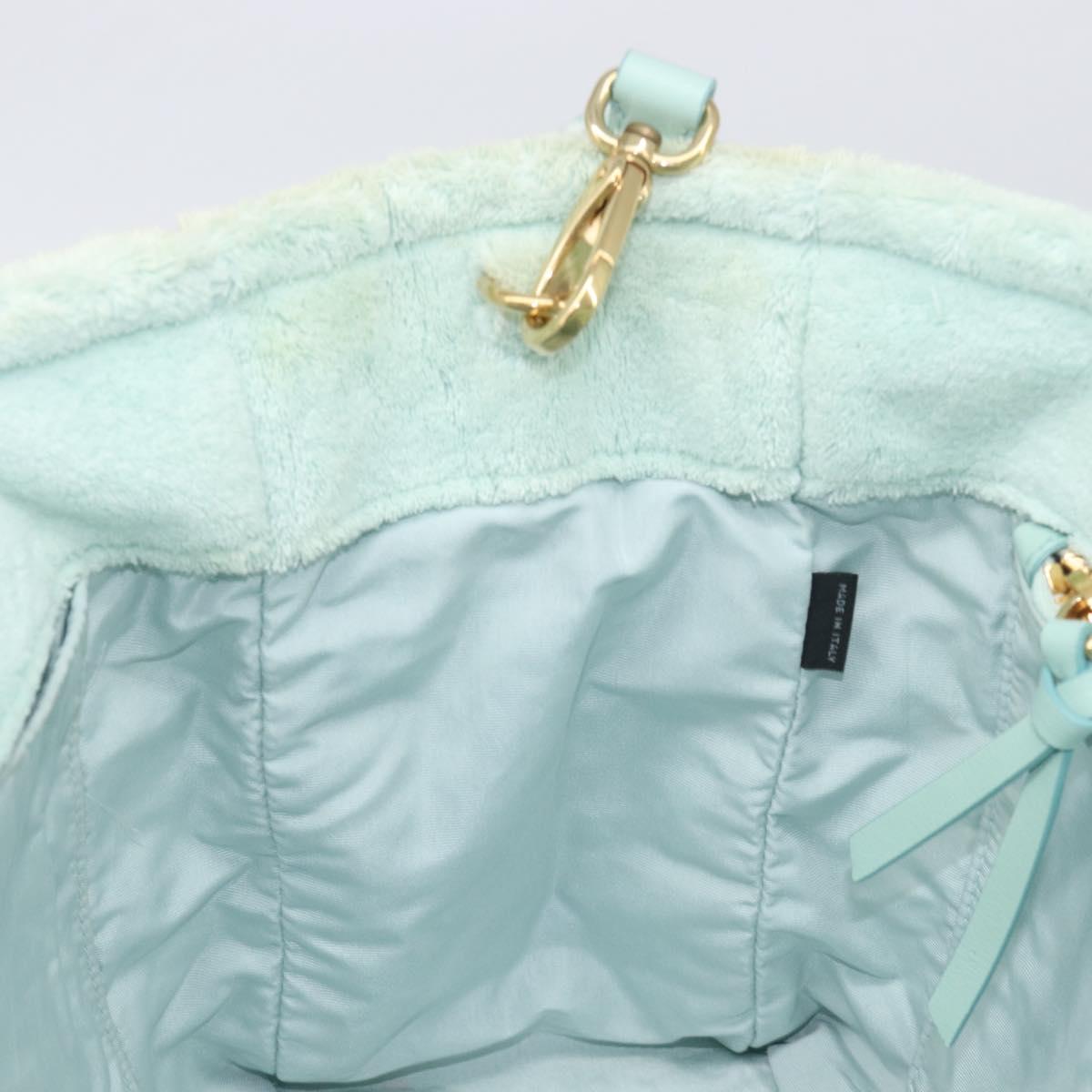 Miu Miu Terry Cloth Tote Bag Pile Light Blue Gold Tone Auth 198970
