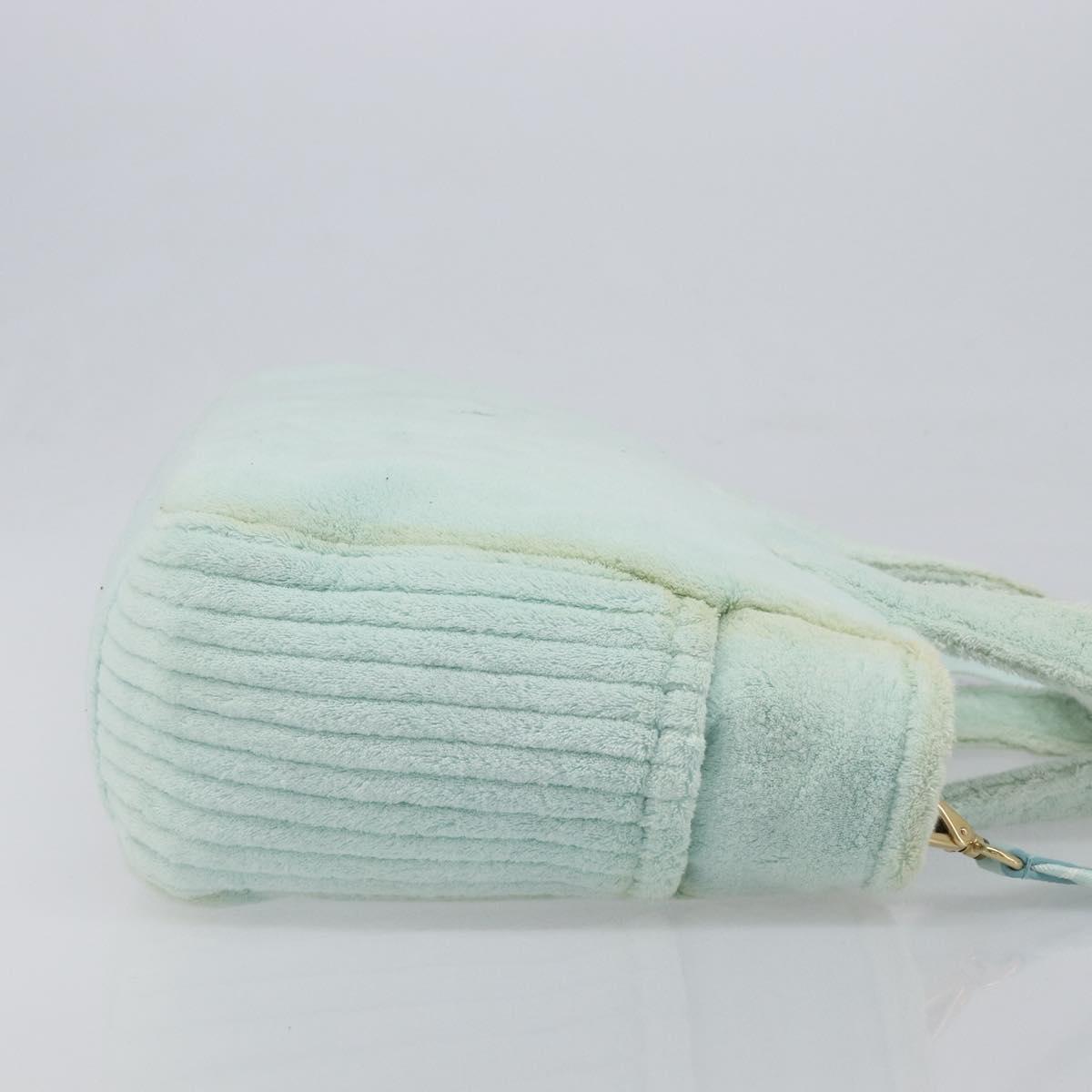 Miu Miu Terry Cloth Tote Bag Pile Light Blue Gold Tone Auth 198970