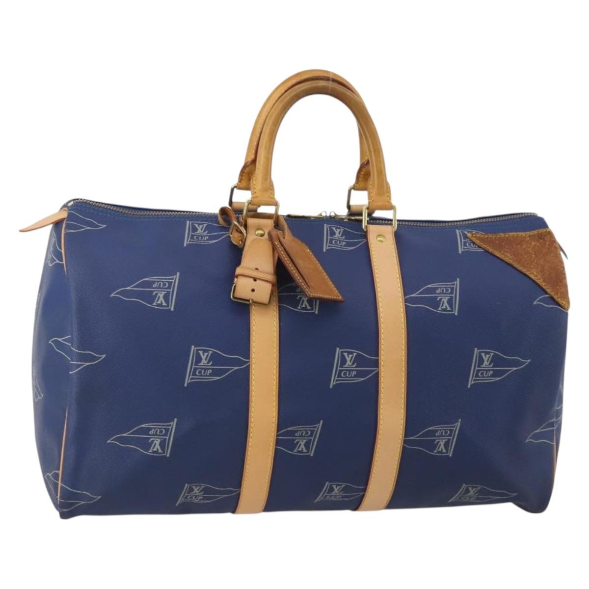 LOUIS VUITTON LV Cup Keepall 45 Boston Bag Blue M80014 LV Auth 198996A
