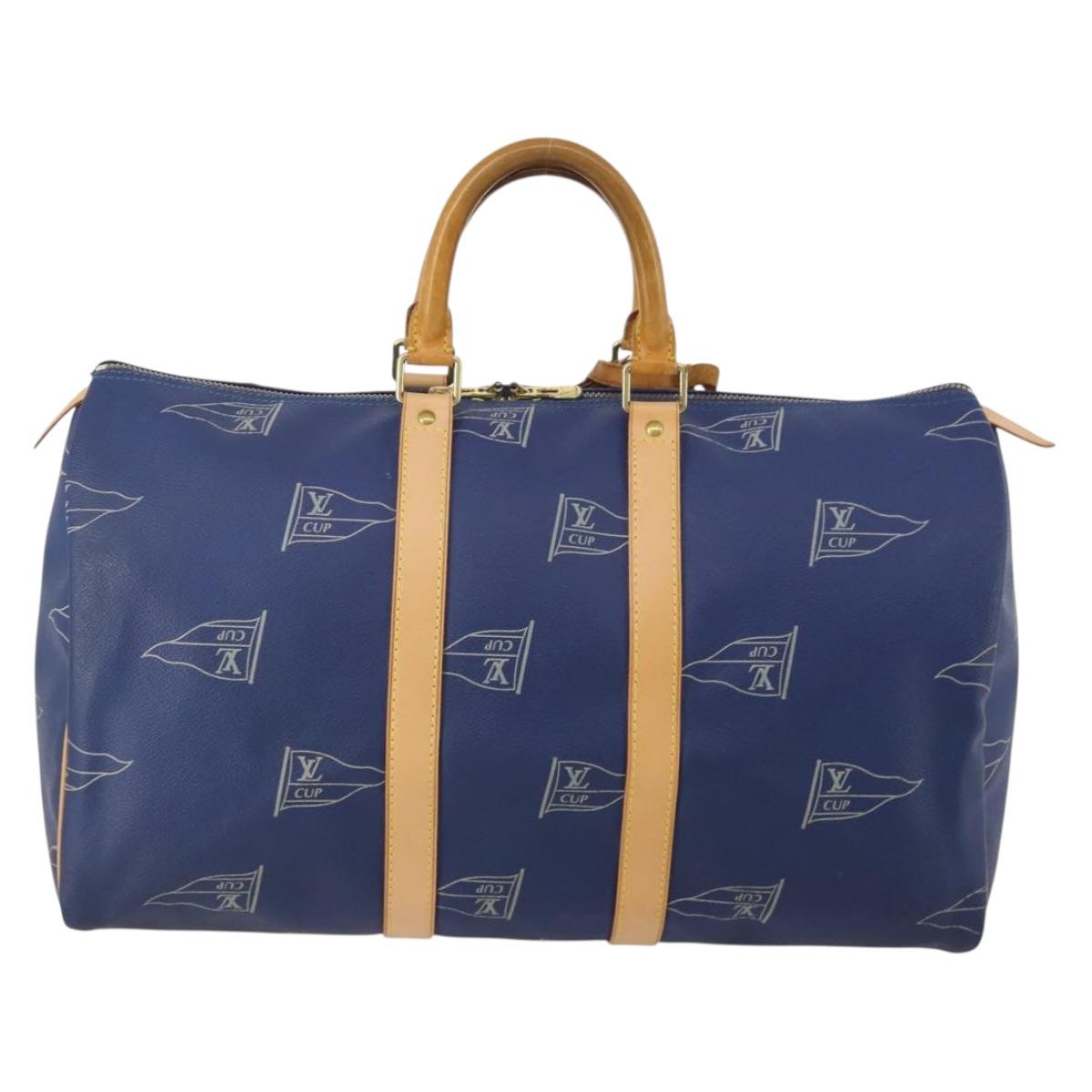 LOUIS VUITTON LV Cup Keepall 45 Boston Bag Blue M80014 LV Auth 198996A