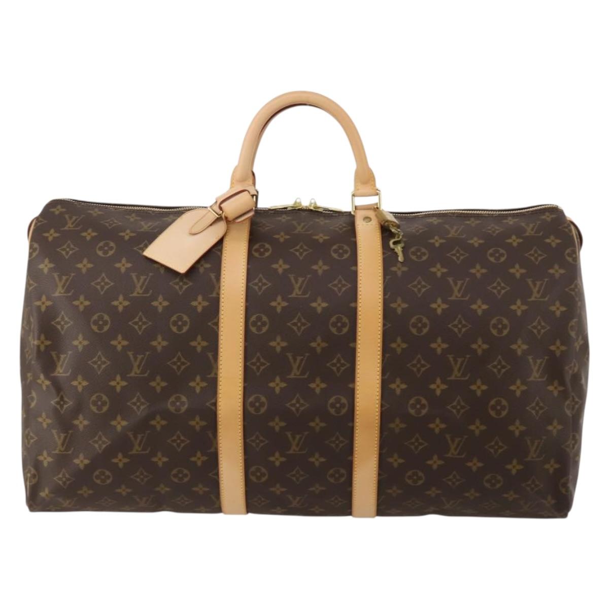 LOUIS VUITTON Monogram Keepall 55 Boston Bag M41424 LV Auth 198998V
