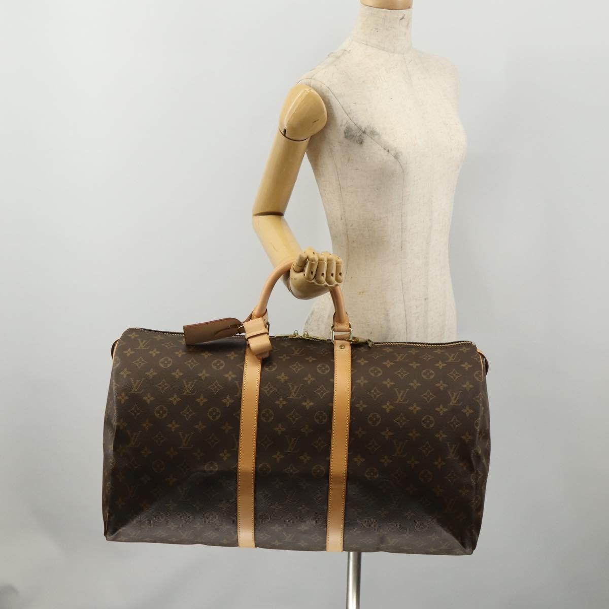 LOUIS VUITTON Monogram Keepall 55 Boston Bag M41424 LV Auth 198998V