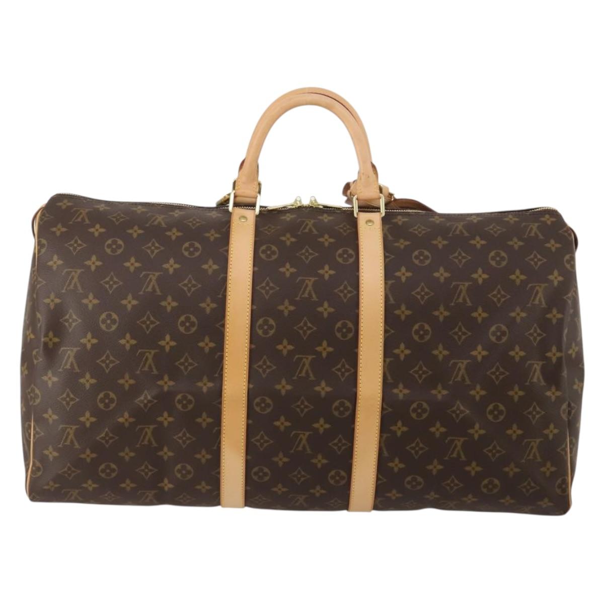 LOUIS VUITTON Monogram Keepall 55 Boston Bag M41424 LV Auth 198998V