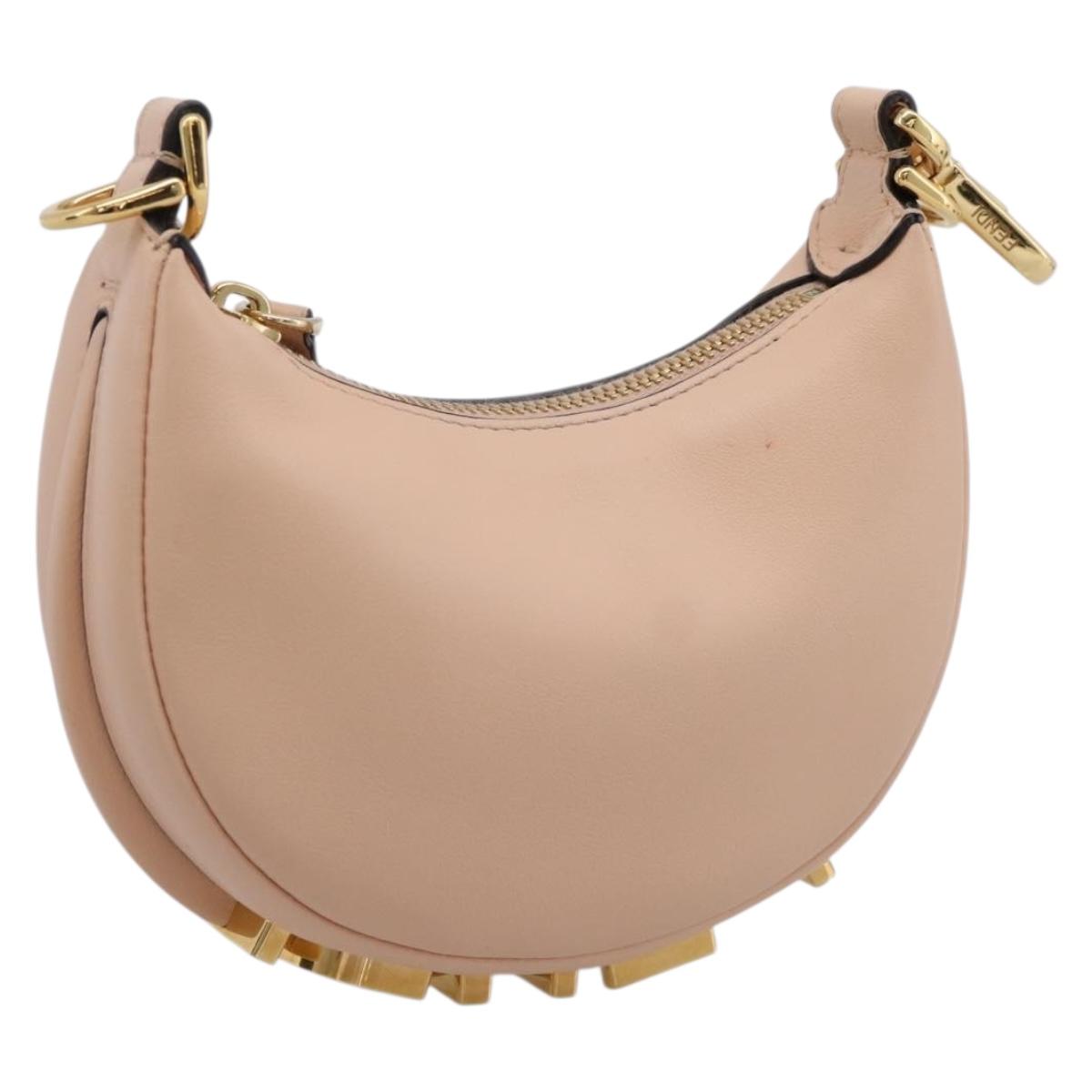 FENDI Nano Fendigraphy Hand Bag Leather Pink Gold Tone 7AS089 Auth 199003M
