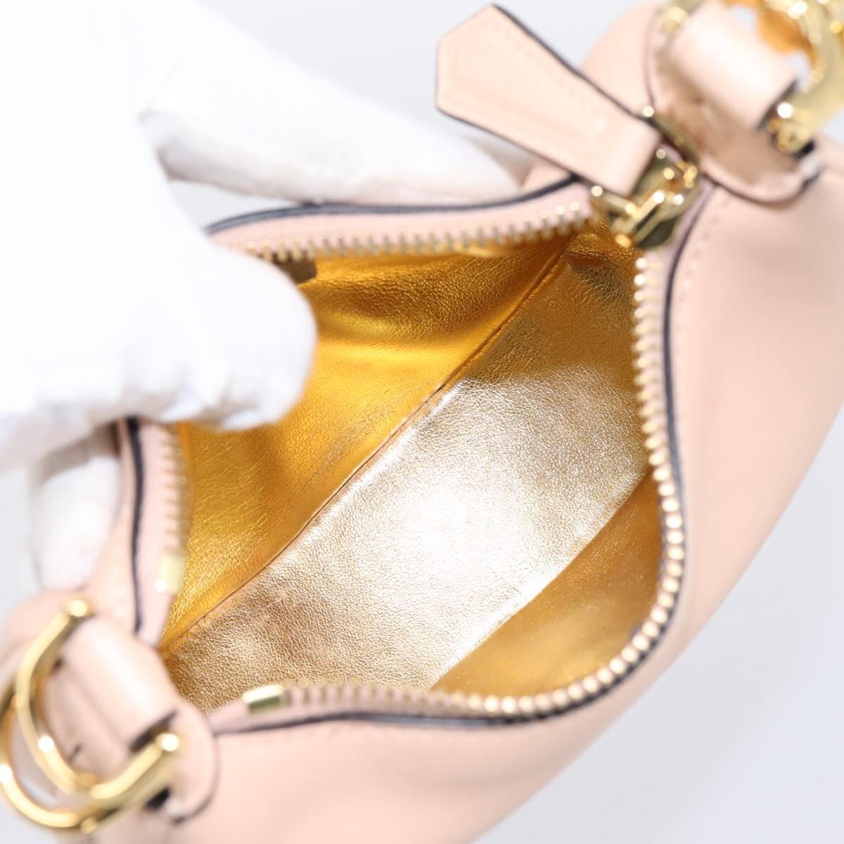 FENDI Nano Fendigraphy Hand Bag Leather Pink Gold Tone 7AS089 Auth 199003M