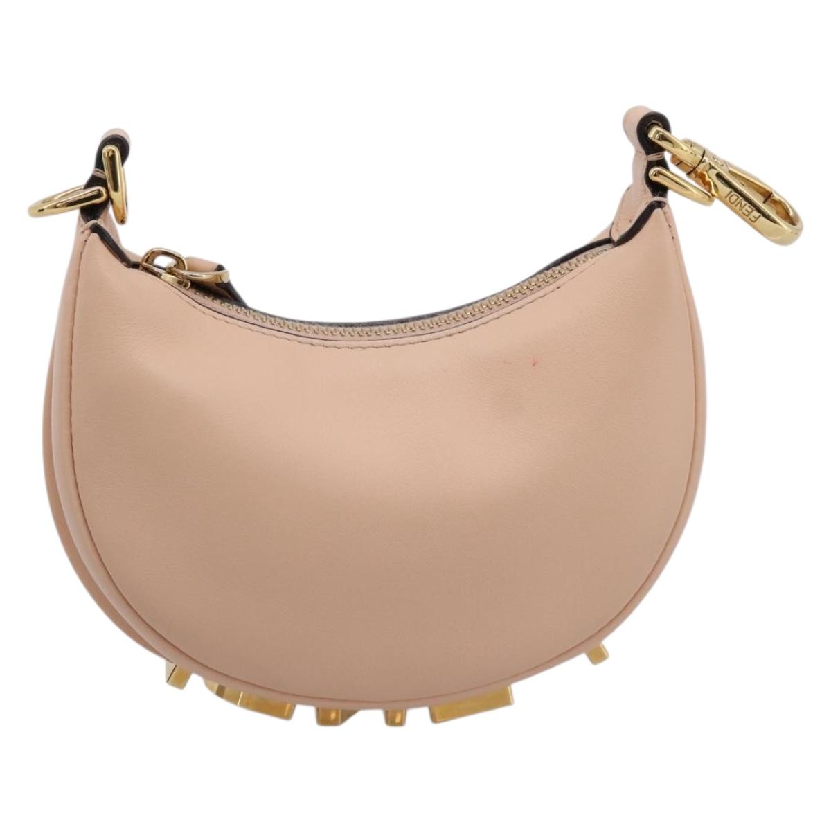 FENDI Nano Fendigraphy Hand Bag Leather Pink Gold Tone 7AS089 Auth 199003M