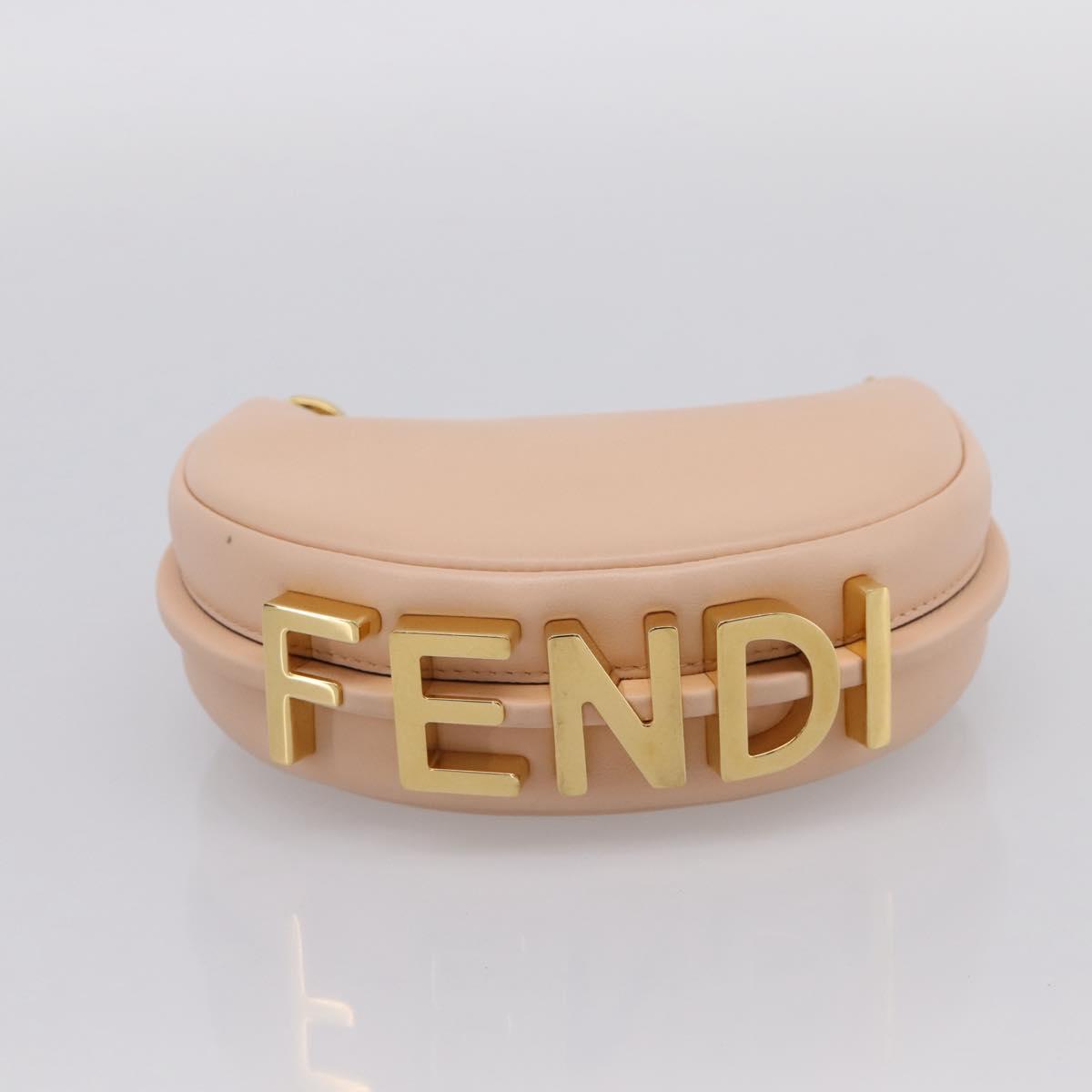 FENDI Nano Fendigraphy Hand Bag Leather Pink Gold Tone 7AS089 Auth 199003M
