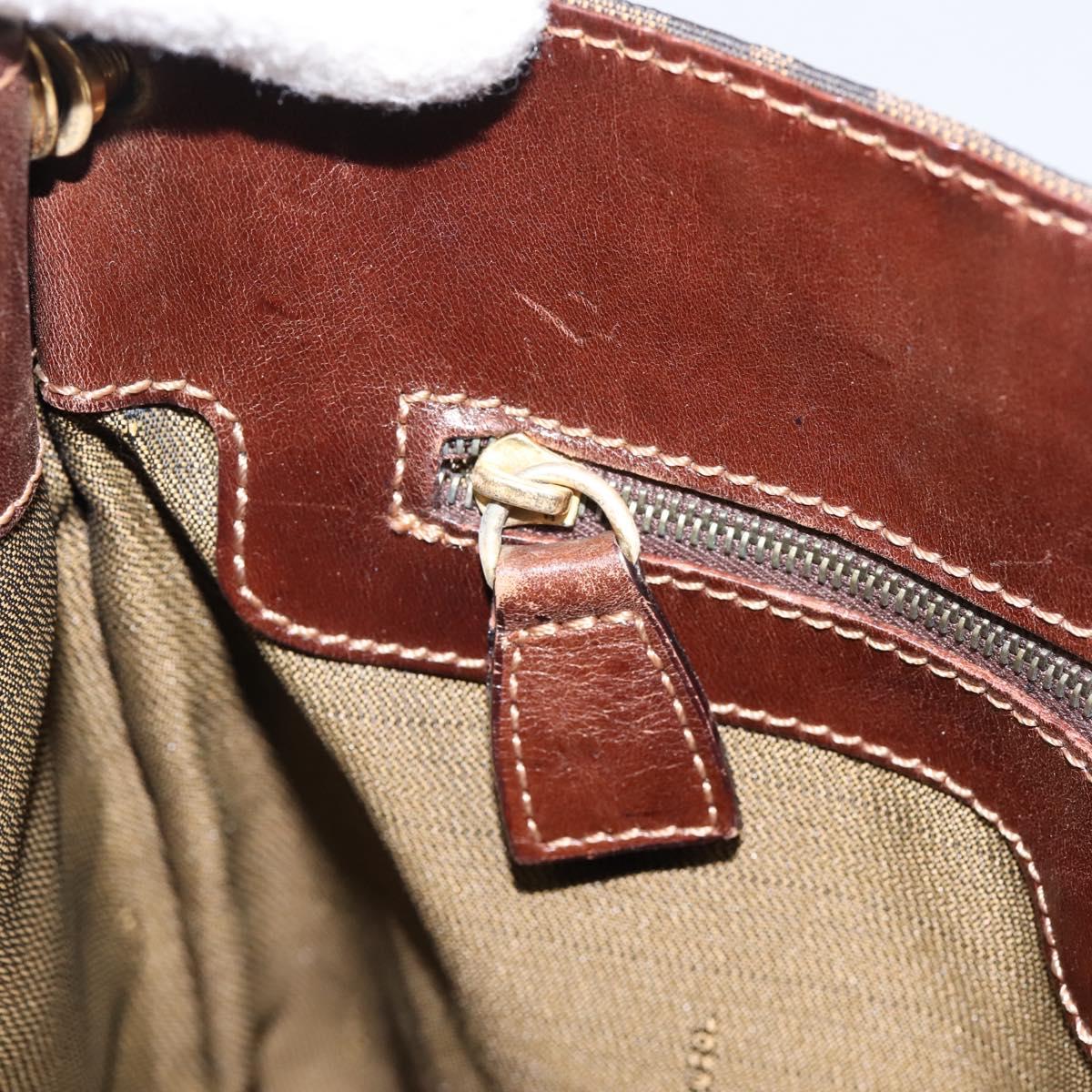 FENDI Zucca Canvas Shoulder Bag Brown Gold Tone Auth 199011