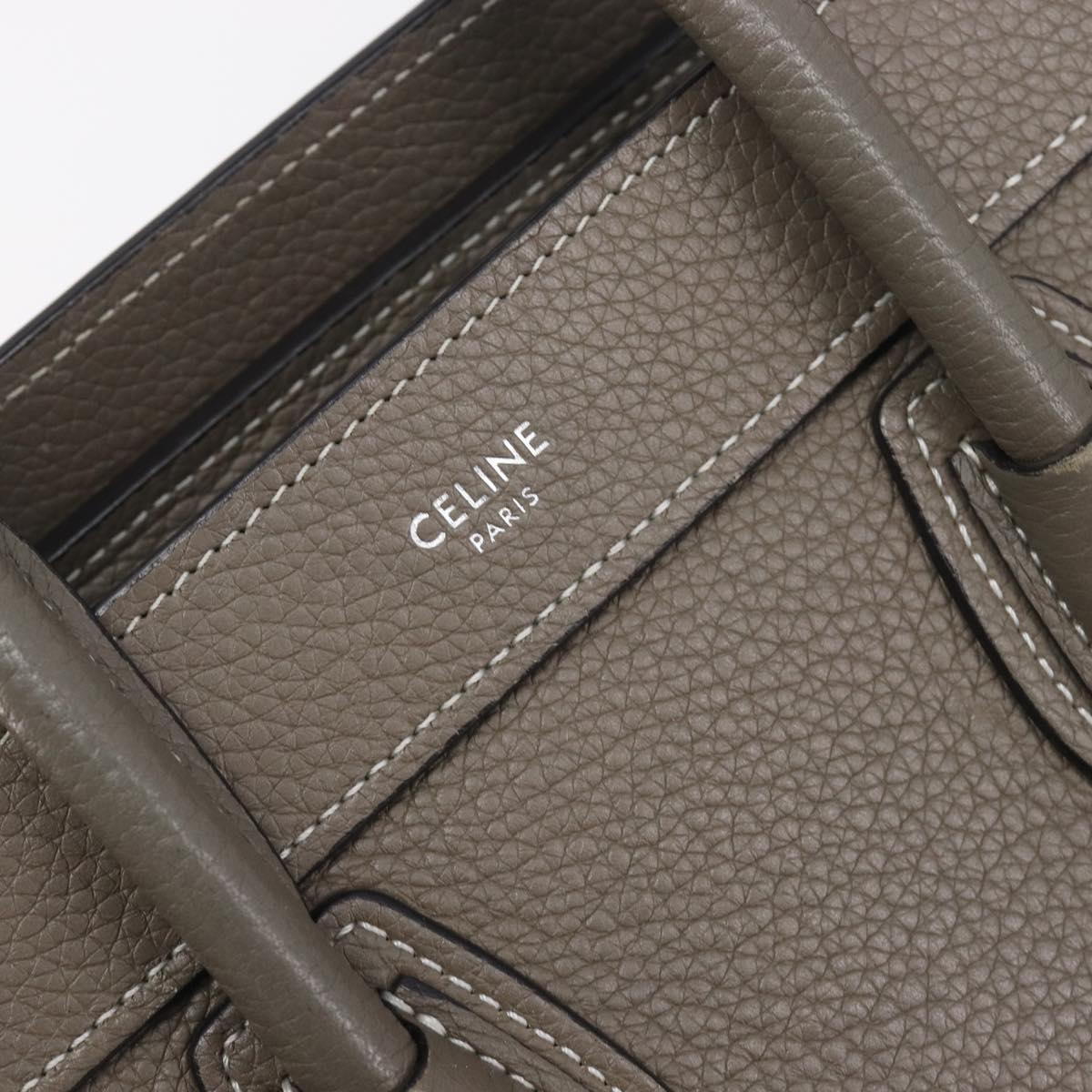 CELINE Luggage Nano Shopper Hand Bag Leather 2way Gray Silver Auth 199033V