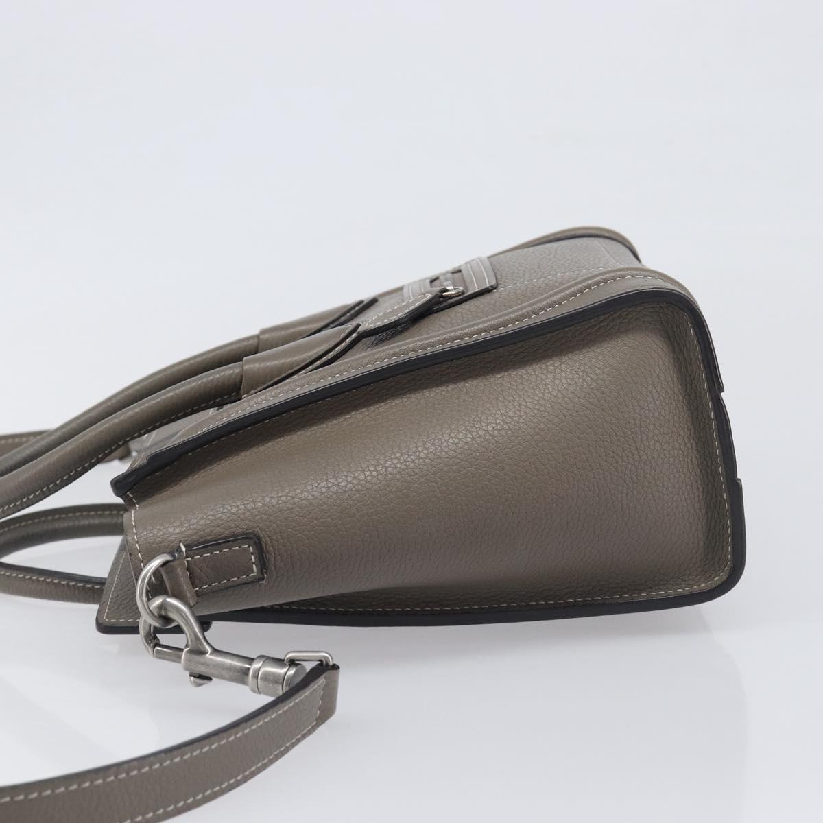 CELINE Luggage Nano Shopper Hand Bag Leather 2way Gray Silver Auth 199033V