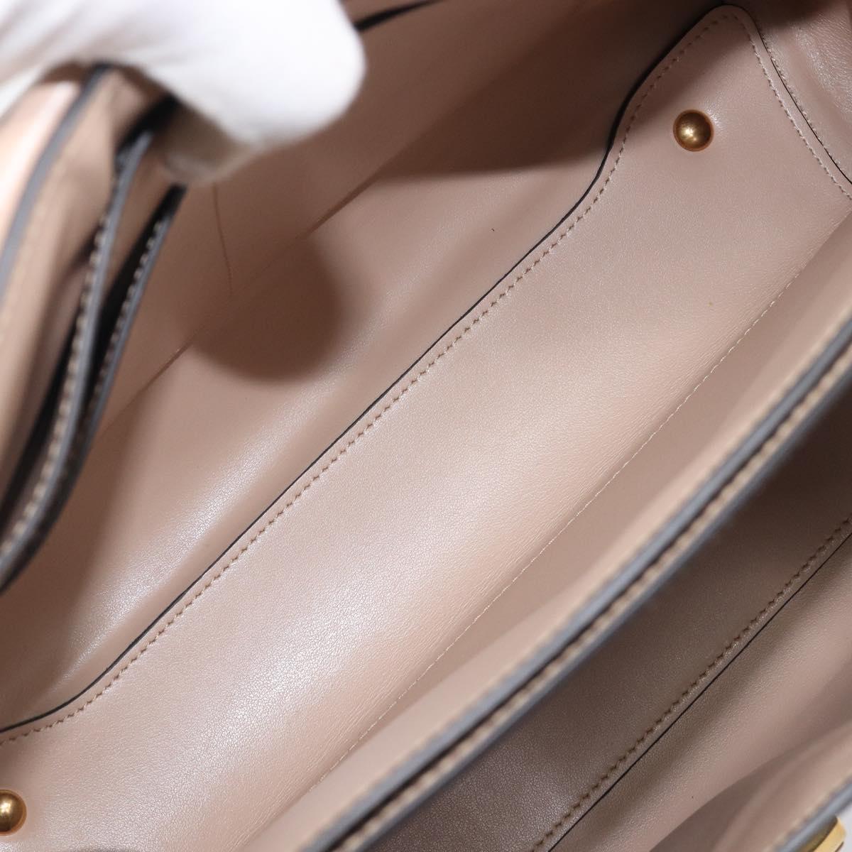 Salvatore Ferragamo Gancini Hand Bag Leather 2way Beige Gold Auth 199034A