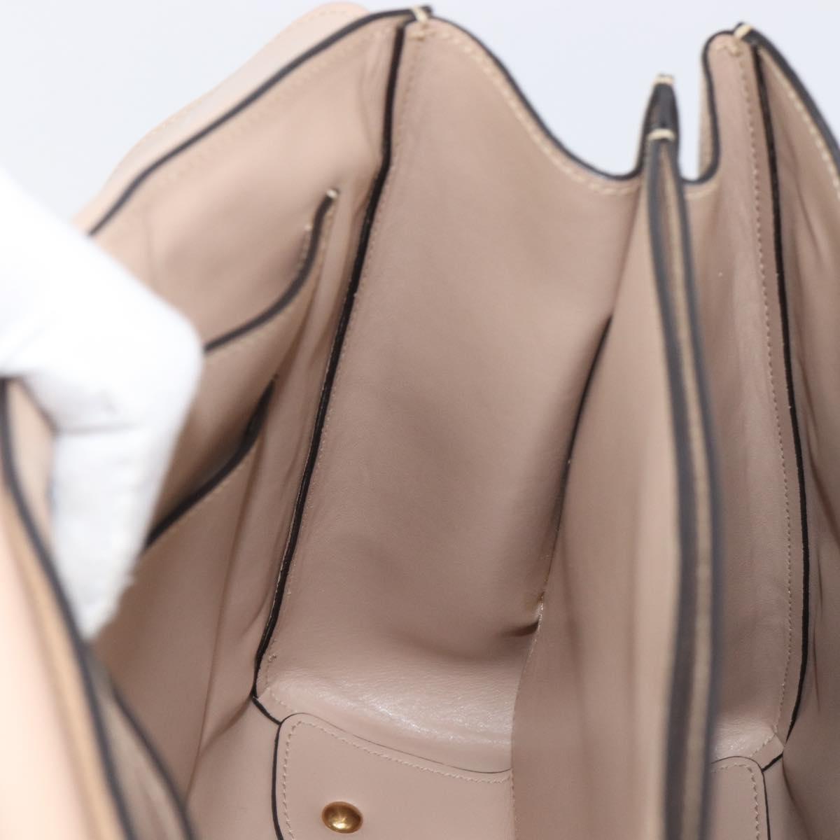 Salvatore Ferragamo Gancini Hand Bag Leather 2way Beige Gold Auth 199034A