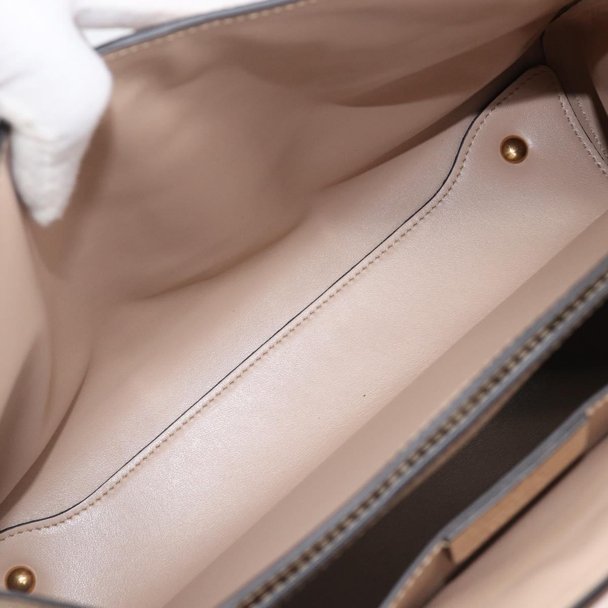 Salvatore Ferragamo Gancini Hand Bag Leather 2way Beige Gold Auth 199034A