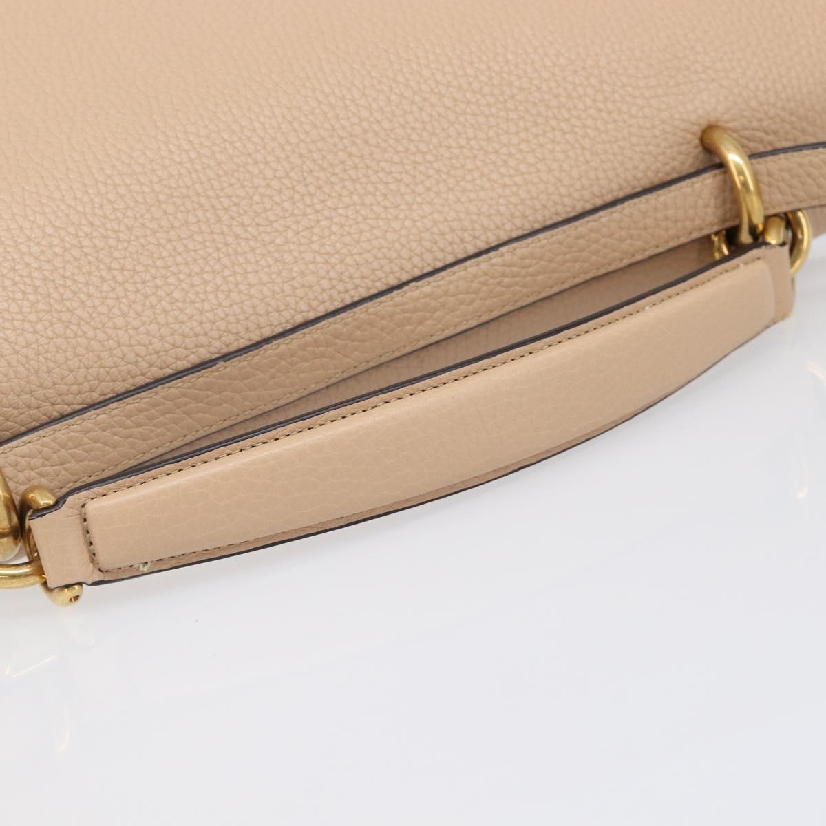 Salvatore Ferragamo Gancini Hand Bag Leather 2way Beige Gold Auth 199034A