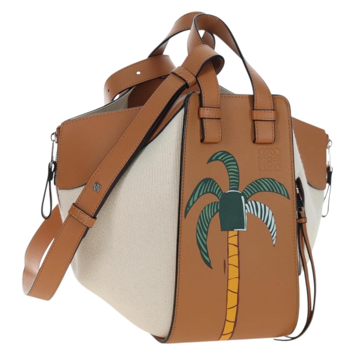 LOEWE KEN PRICE Hammock Small Hand Bag Canvas 2way Beige Silver Auth 199036SAM