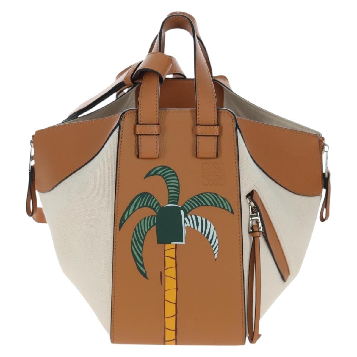 LOEWE KEN PRICE Hammock Small Hand Bag Canvas 2way Beige Silver Auth 199036SAM