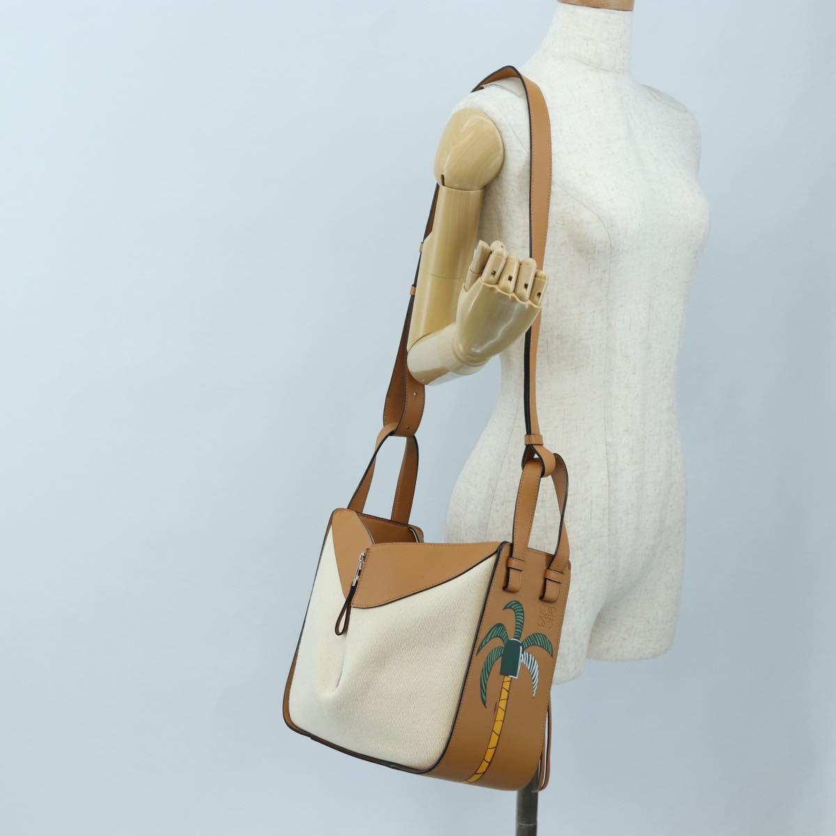 LOEWE KEN PRICE Hammock Small Hand Bag Canvas 2way Beige Silver Auth 199036SAM
