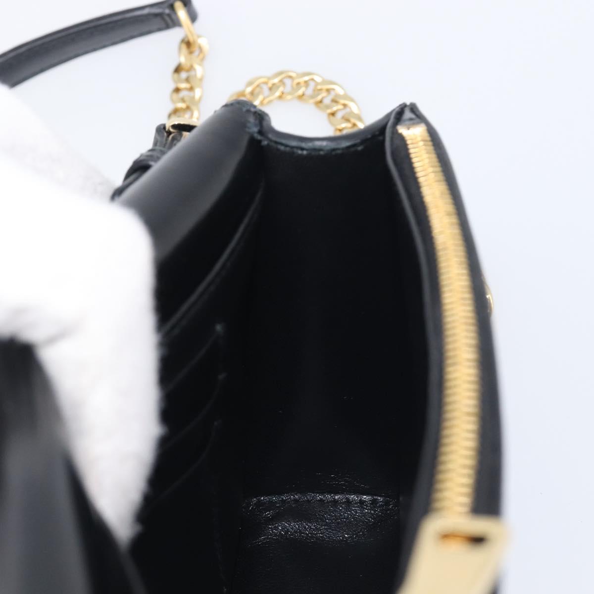 PRADA Chain Shoulder Bag Leather Black Gold Auth 199037SAM
