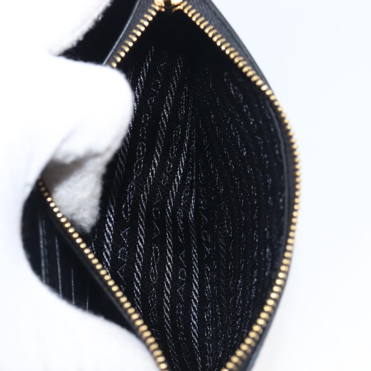 PRADA Chain Shoulder Bag Leather Black Gold Auth 199037SAM