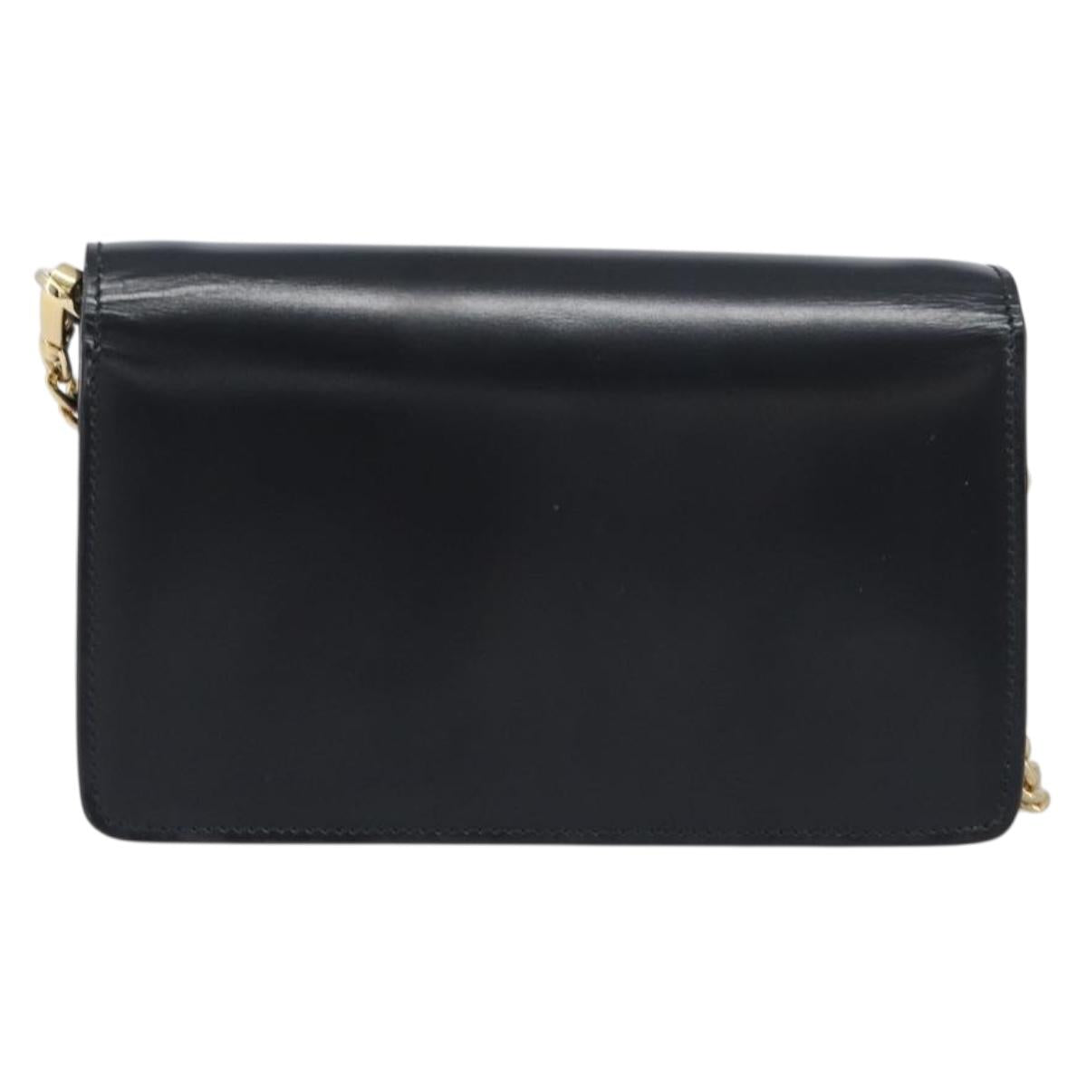 PRADA Chain Shoulder Bag Leather Black Gold Auth 199037SAM