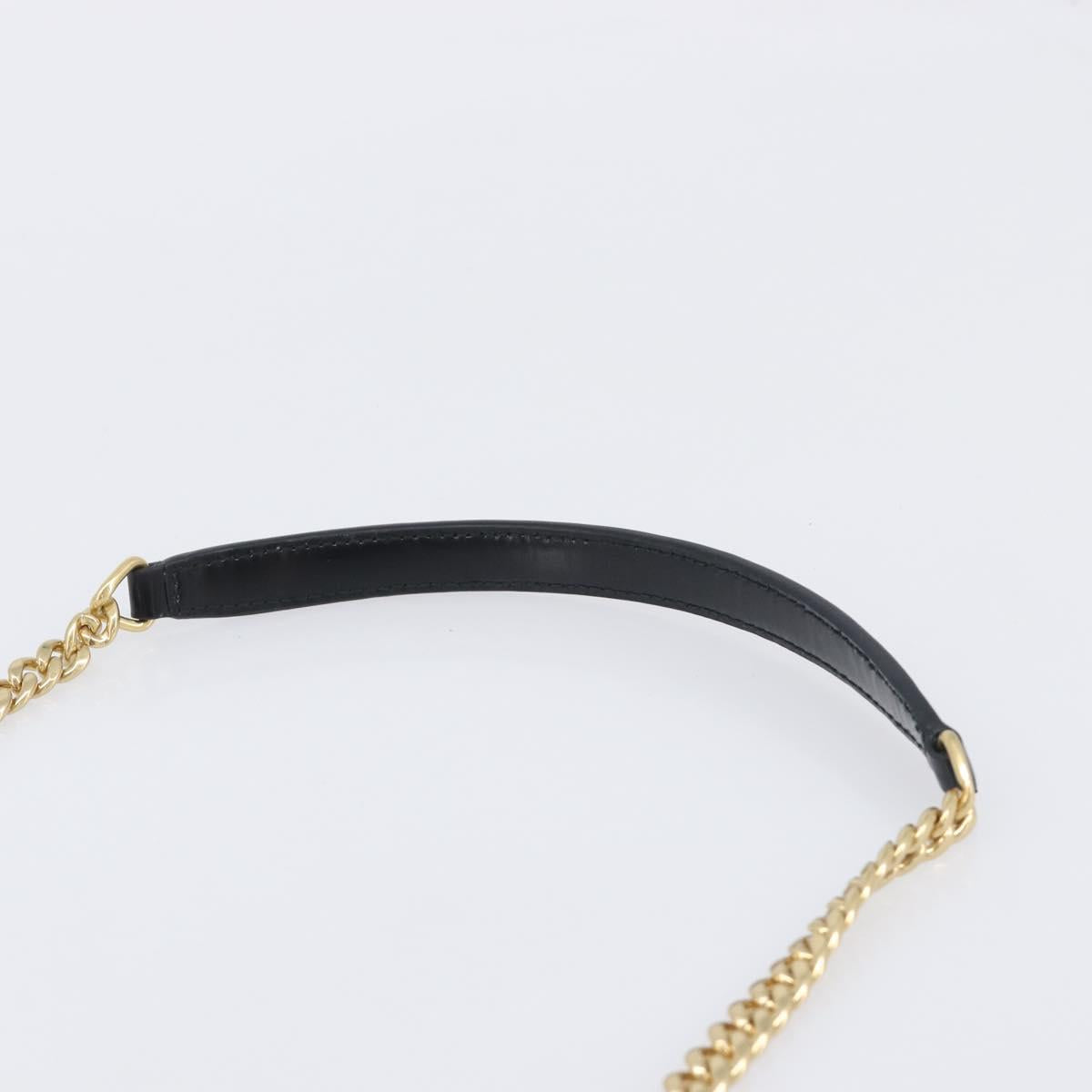PRADA Chain Shoulder Bag Leather Black Gold Auth 199037SAM