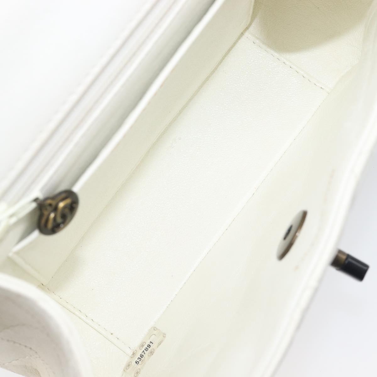 CHANEL Matelasse Chain Shoulder Bag Lamb Skin White Black CC Auth 199038