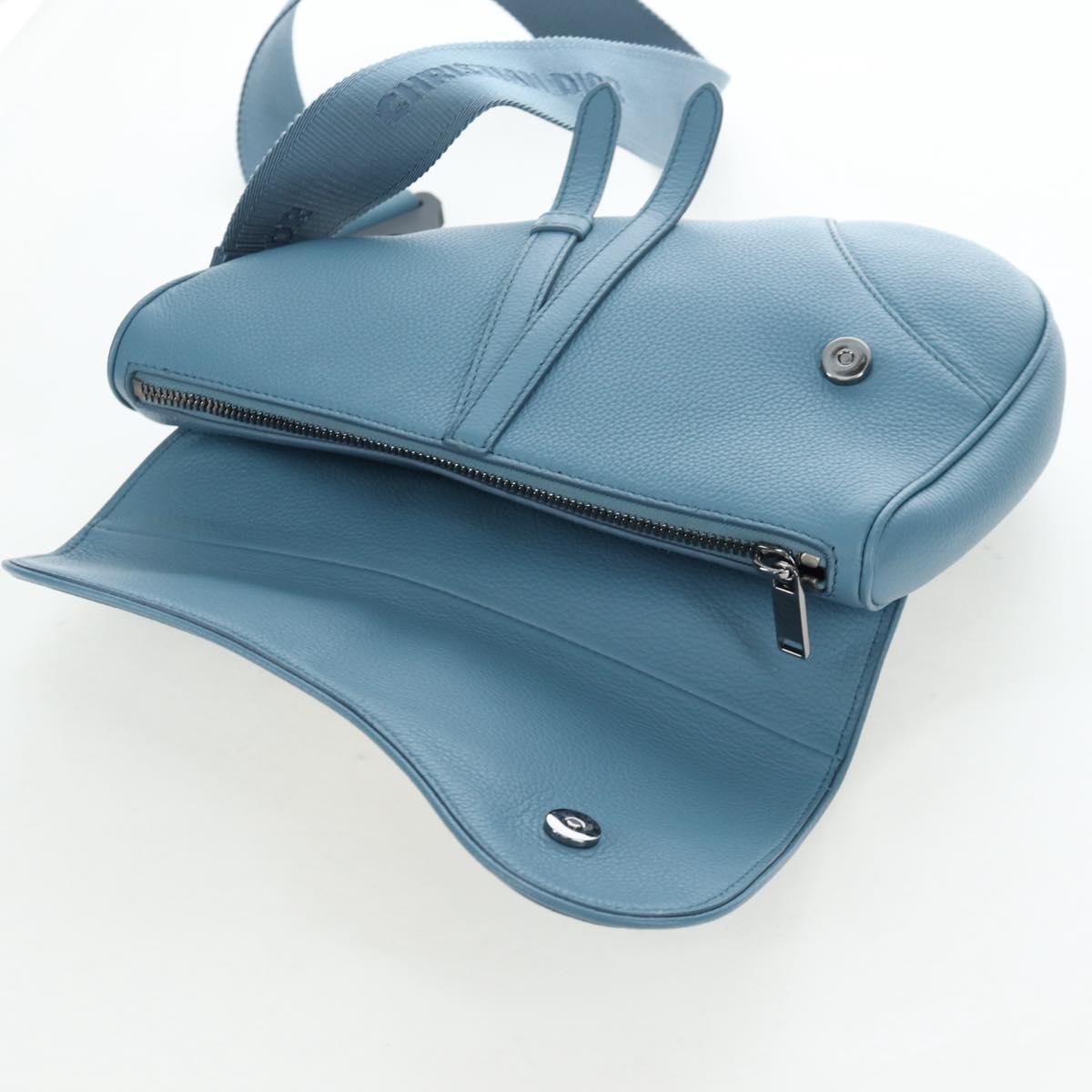 Christian Dior Saddle Bag Leather Stussy Collaboration Light Blue Auth 199040V