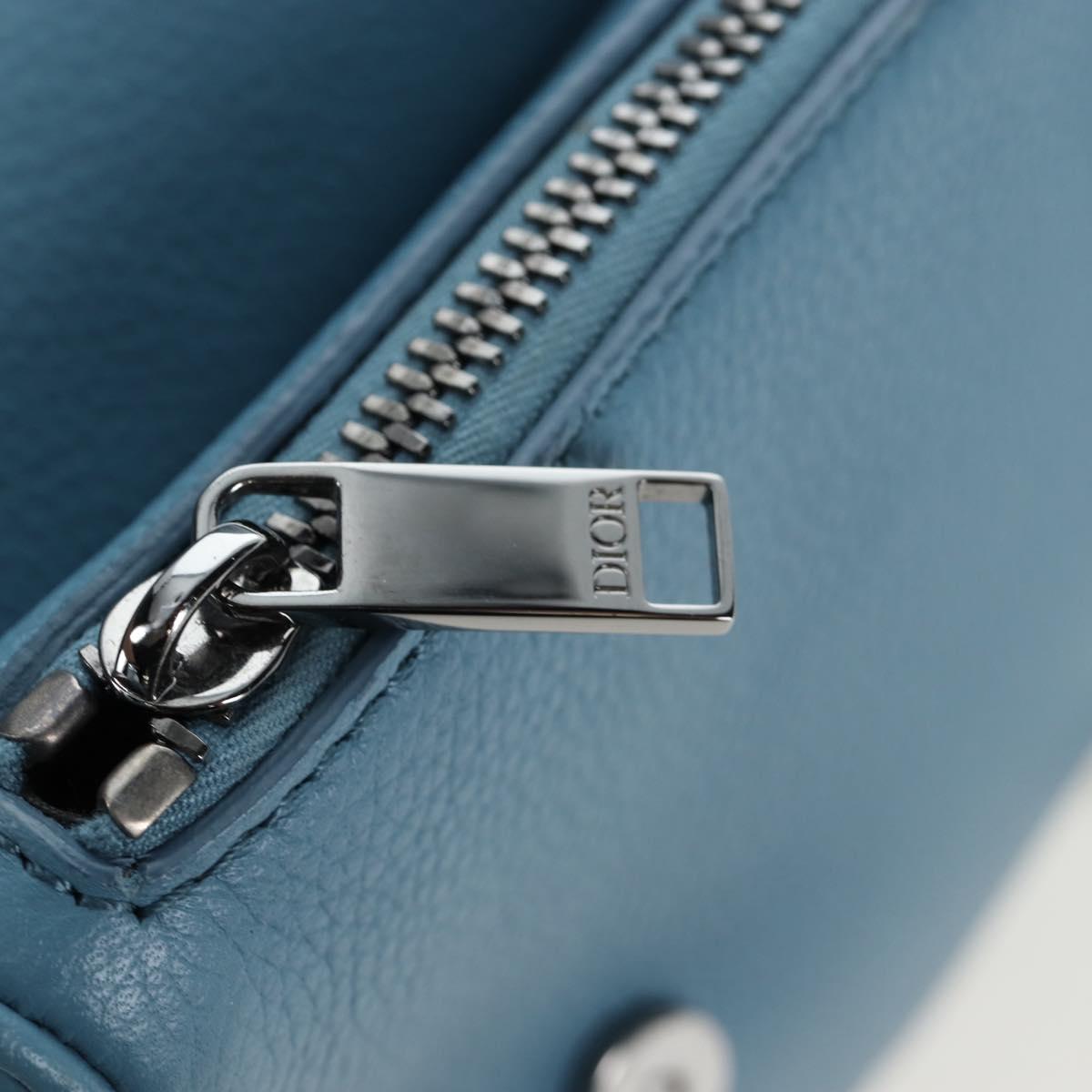 Christian Dior Saddle Bag Leather Stussy Collaboration Light Blue Auth 199040V