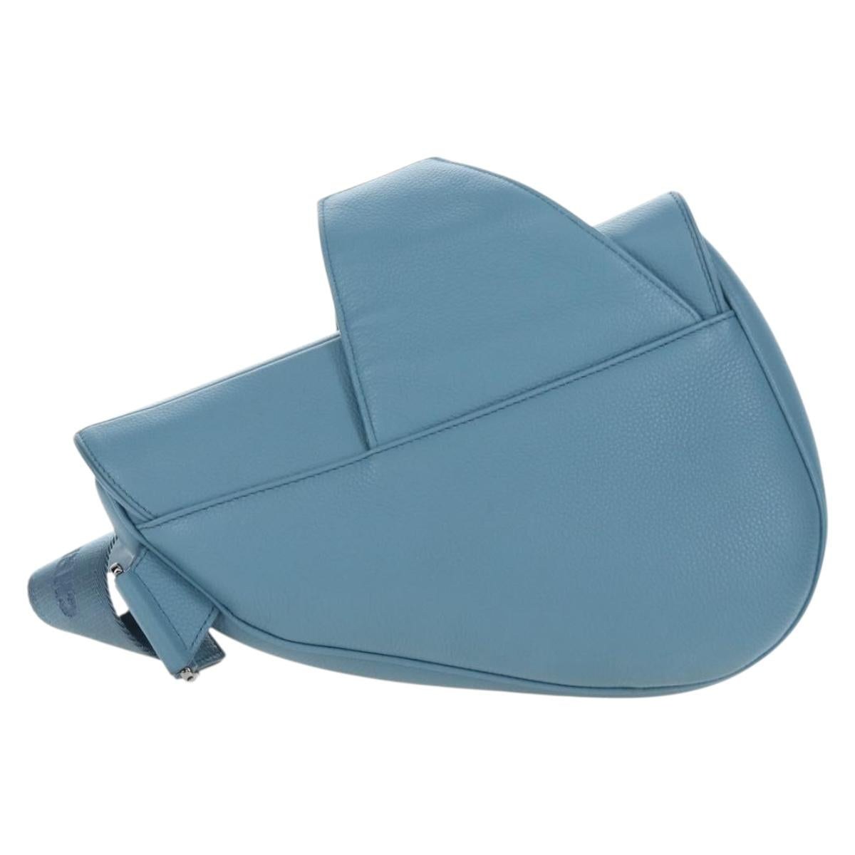 Christian Dior Saddle Bag Leather Stussy Collaboration Light Blue Auth 199040V