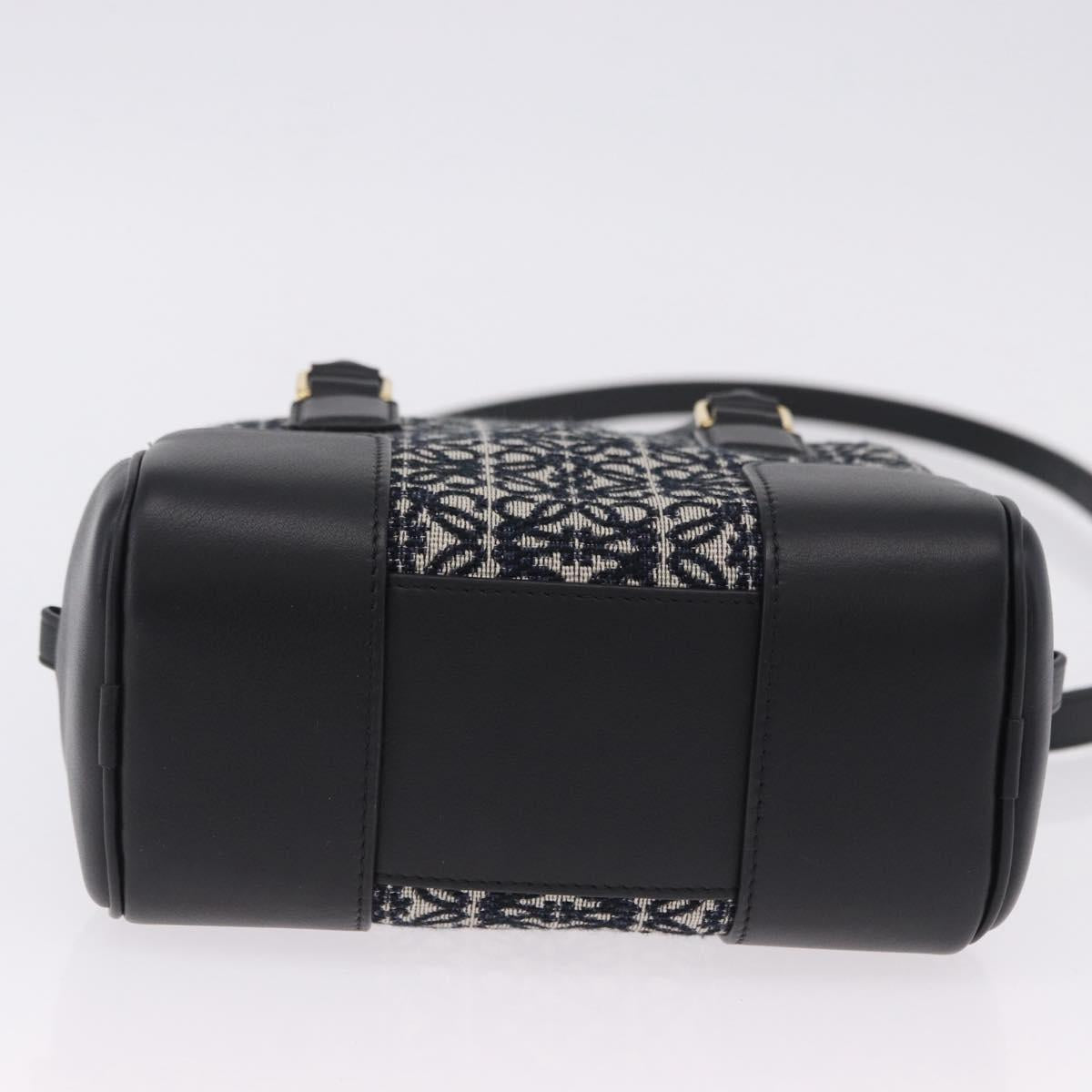 LOEWE Anagram Amazona 16 Hand Bag Canvas 2way Black Gold Tone Auth 199041SAM