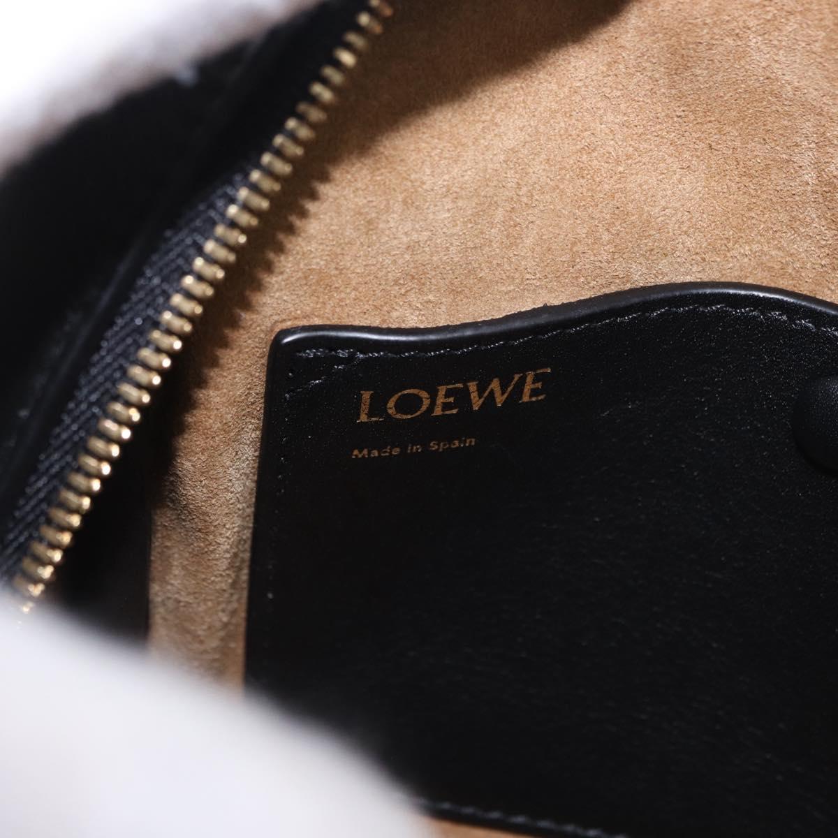 LOEWE Anagram Amazona 16 Hand Bag Canvas 2way Black Gold Tone Auth 199041SAM