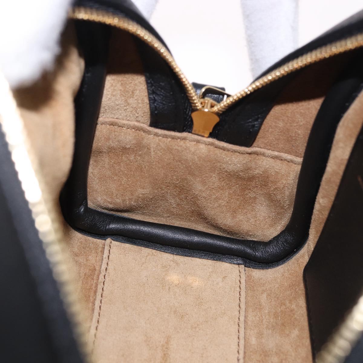 LOEWE Anagram Amazona 16 Hand Bag Canvas 2way Black Gold Tone Auth 199041SAM