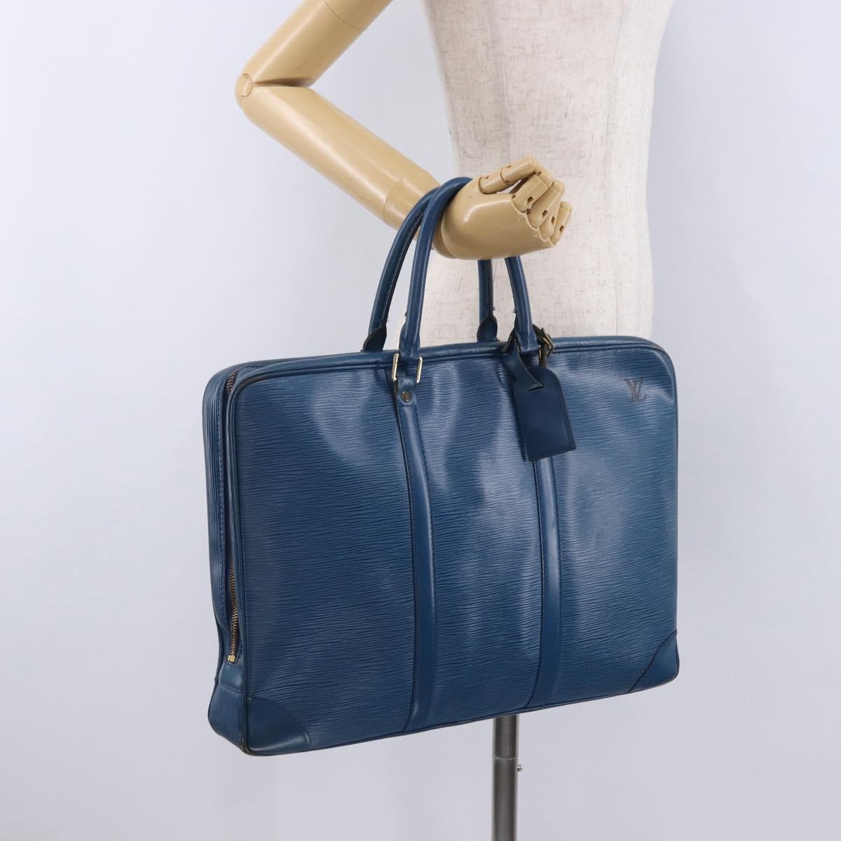 LOUIS VUITTON Epi Porte Documents Voyage Business Bag Blue M54475 LV Auth 199049