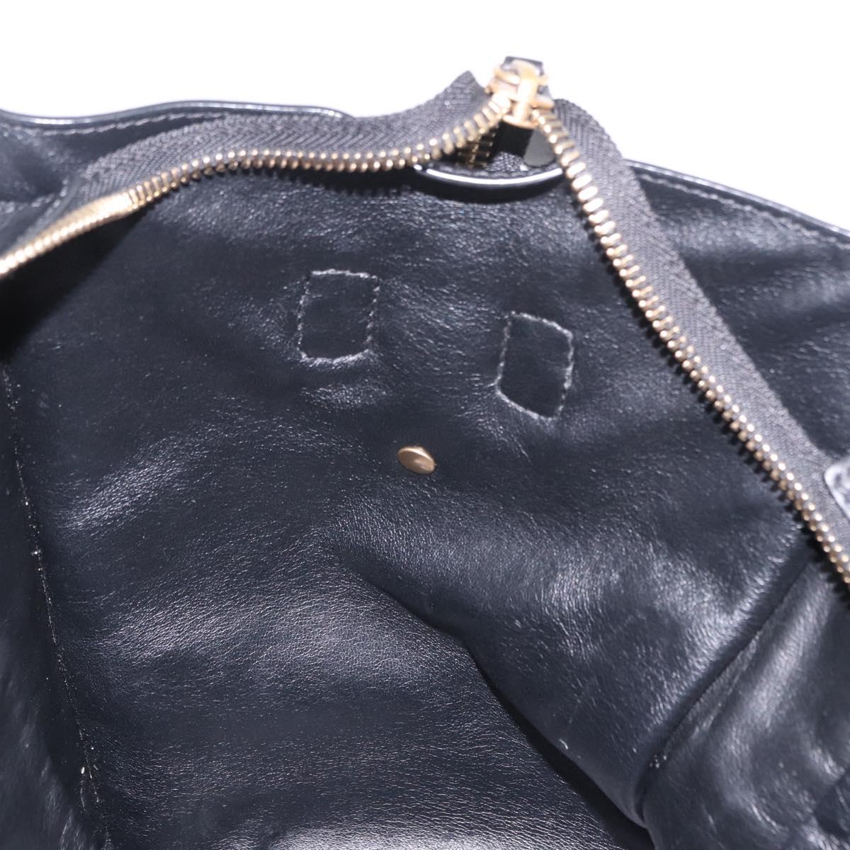 CELINE Luggage Mini Shopper Hand Bag Leather Black Gold Auth 199051A