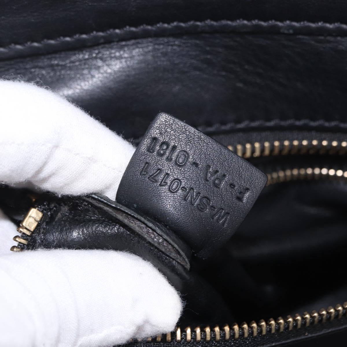 CELINE Luggage Mini Shopper Hand Bag Leather Black Gold Auth 199051A