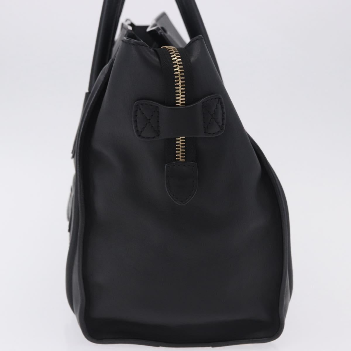CELINE Luggage Mini Shopper Hand Bag Leather Black Gold Auth 199051A