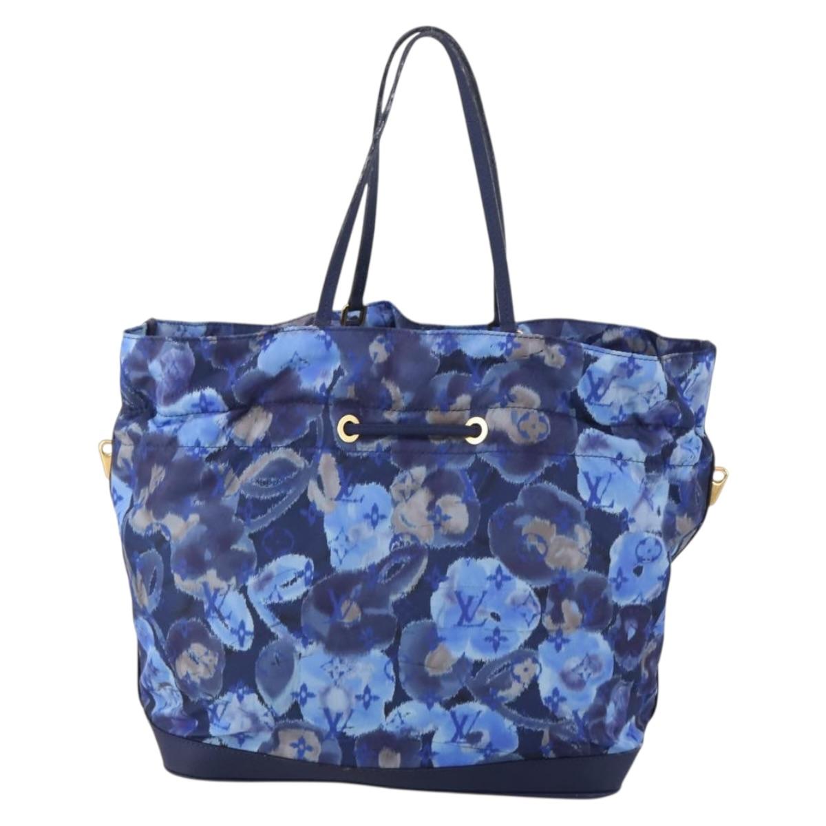 LOUIS VUITTON Monogram Ikat Flower Noeful MM Hand Bag Blue M94312 LV Auth 199052