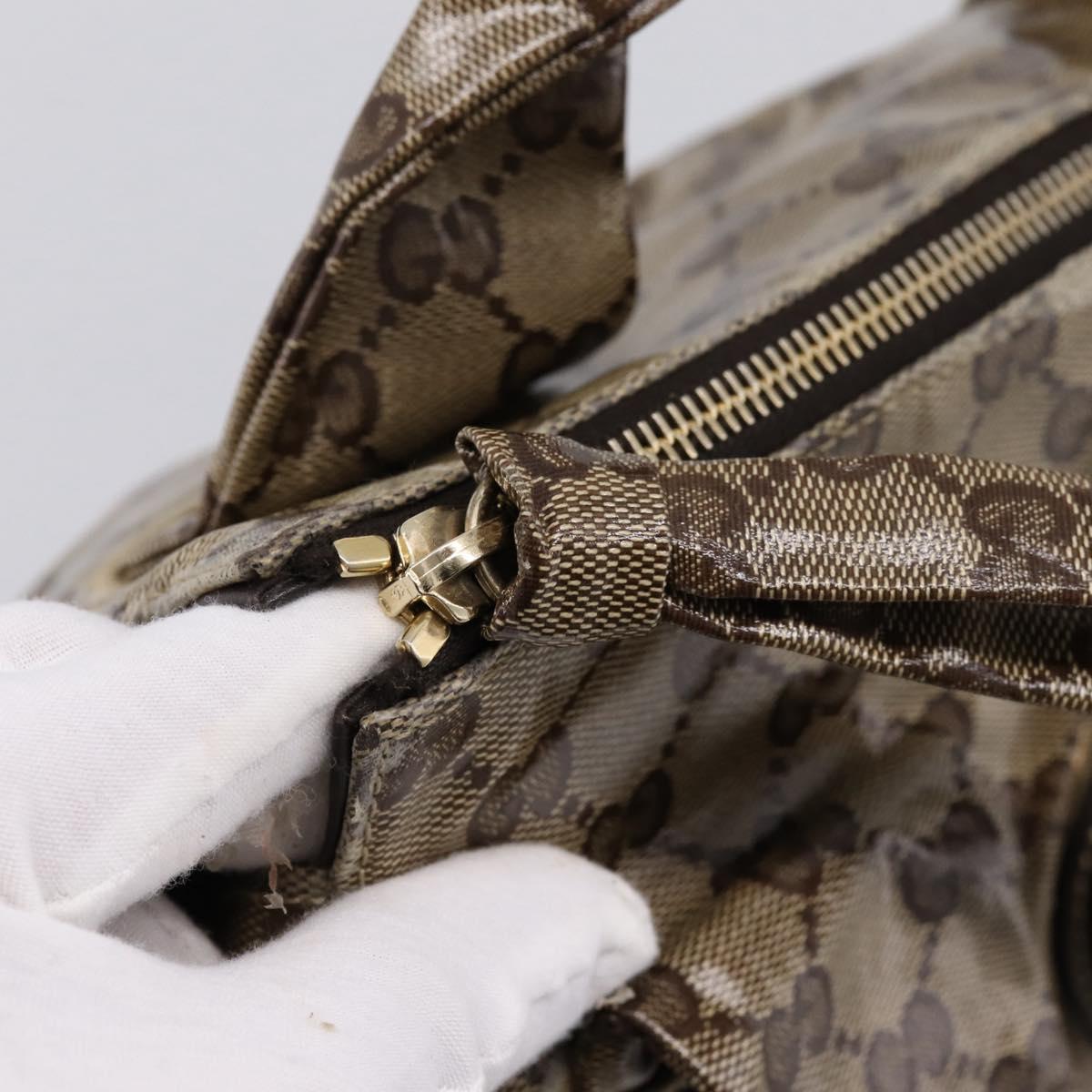 GUCCI GG Crystal Histeria Hand Bag Coated Canvas Beige Gold 197020 Auth 199055
