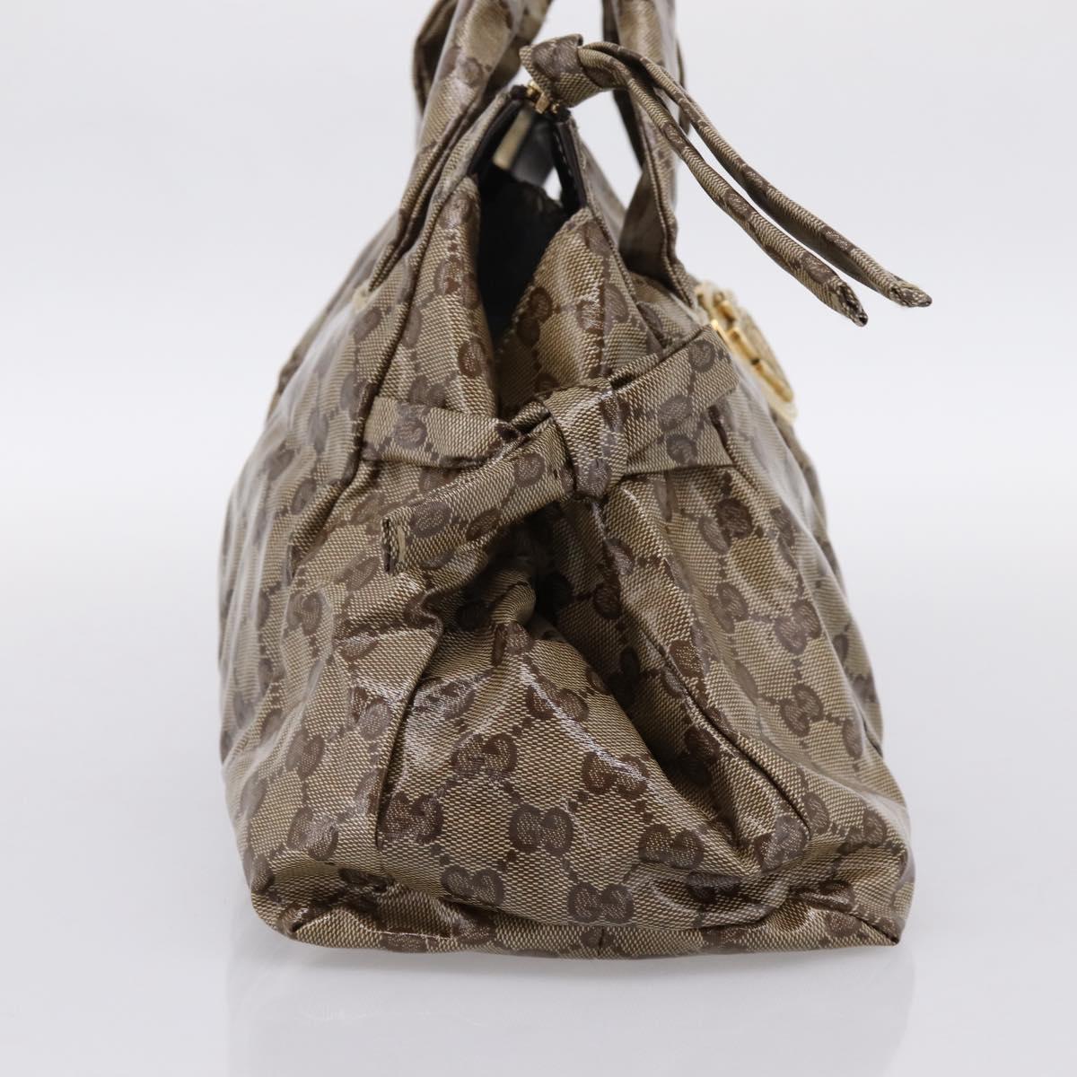 GUCCI GG Crystal Histeria Hand Bag Coated Canvas Beige Gold 197020 Auth 199055