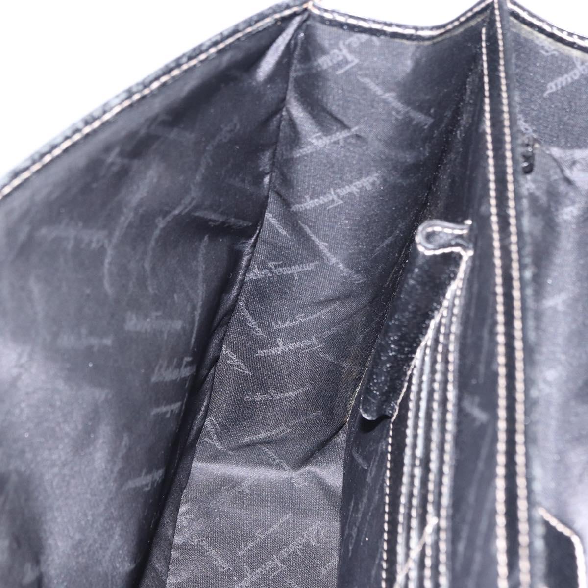 Salvatore Ferragamo Business Bag Leather Black Silver Auth 199057