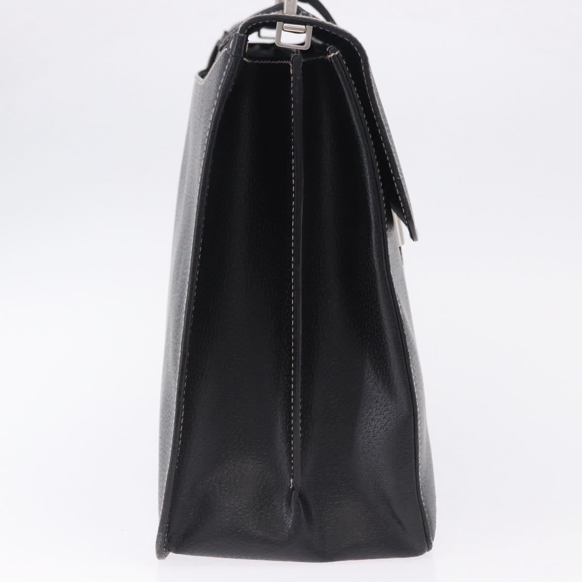 Salvatore Ferragamo Business Bag Leather Black Silver Auth 199057