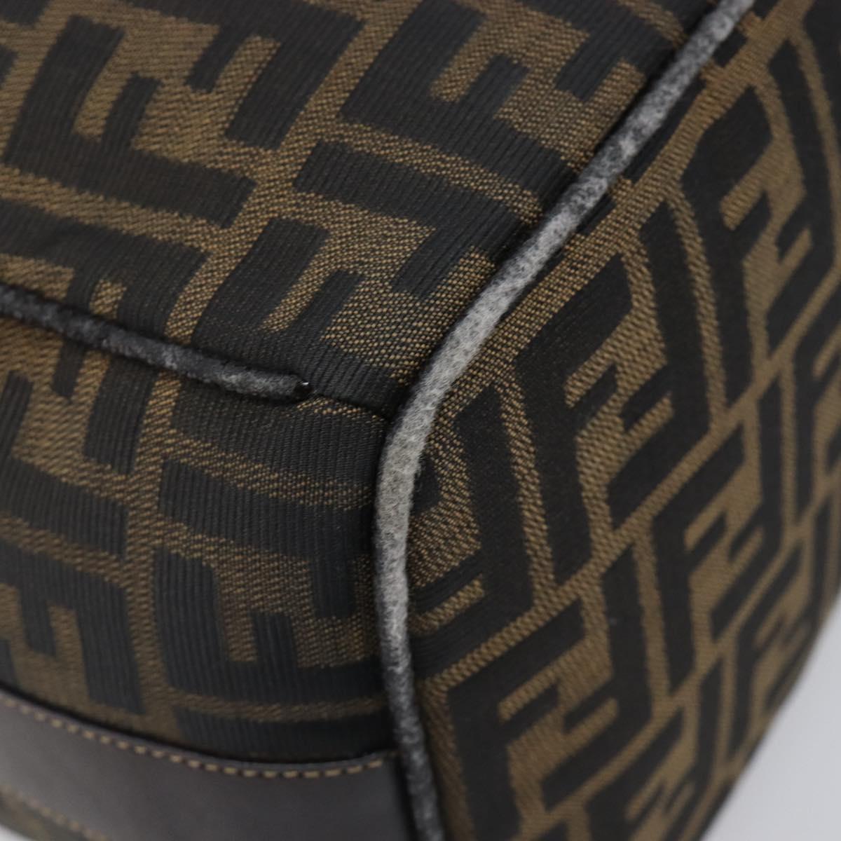 FENDI Zucca Canvas Vanity Hand Bag Brown Gold Tone Auth 199059