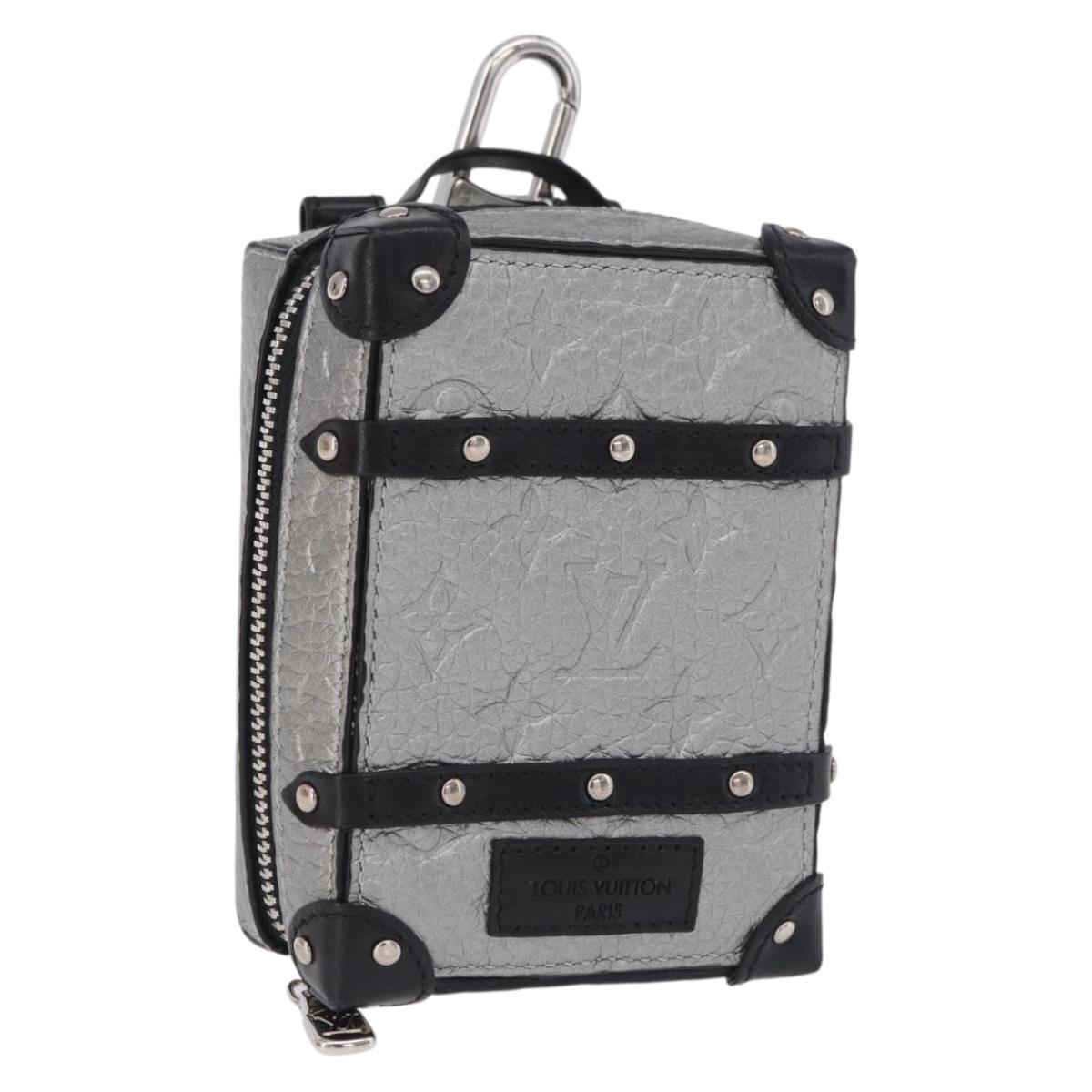 LOUIS VUITTON Monogram BackpackTrunk Charm Silver Black M01392 LV Auth 199063M