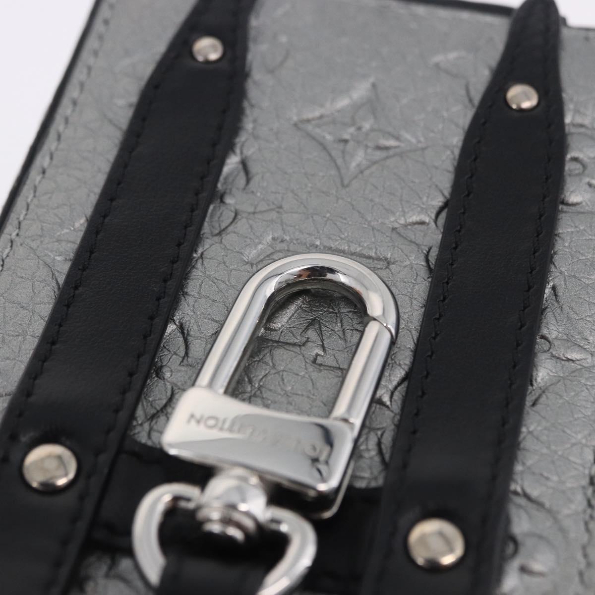 LOUIS VUITTON Monogram BackpackTrunk Charm Silver Black M01392 LV Auth 199063M