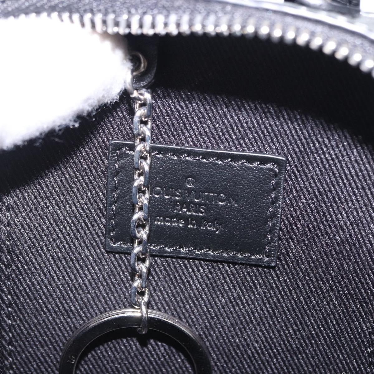 LOUIS VUITTON Monogram BackpackTrunk Charm Silver Black M01392 LV Auth 199063M