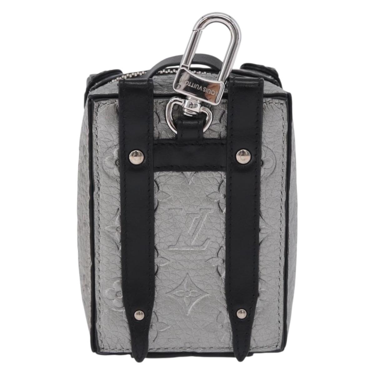 LOUIS VUITTON Monogram BackpackTrunk Charm Silver Black M01392 LV Auth 199063M
