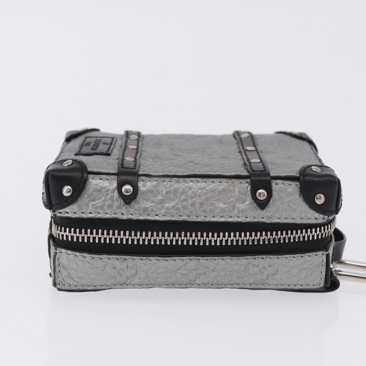 LOUIS VUITTON Monogram BackpackTrunk Charm Silver Black M01392 LV Auth 199063M