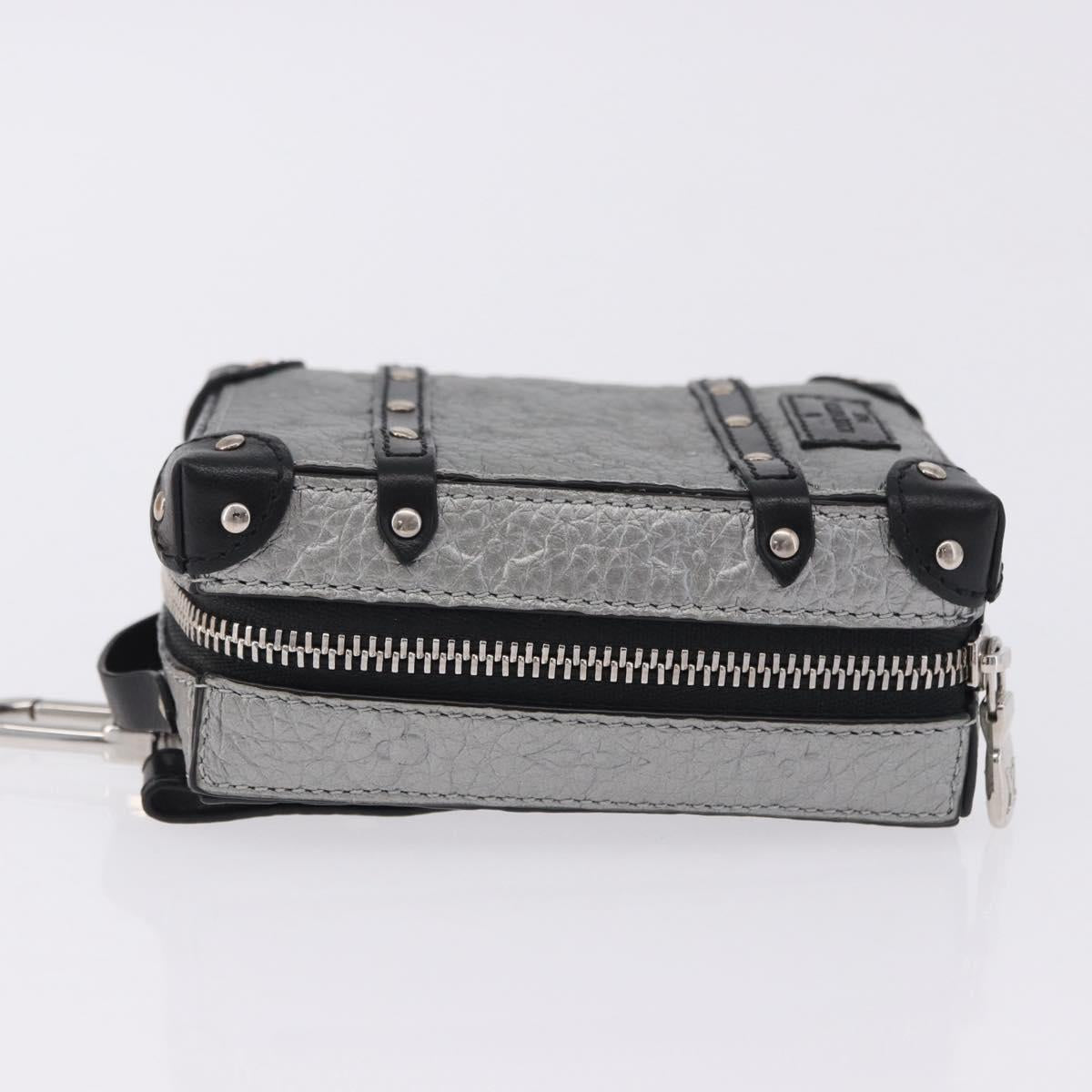 LOUIS VUITTON Monogram BackpackTrunk Charm Silver Black M01392 LV Auth 199063M