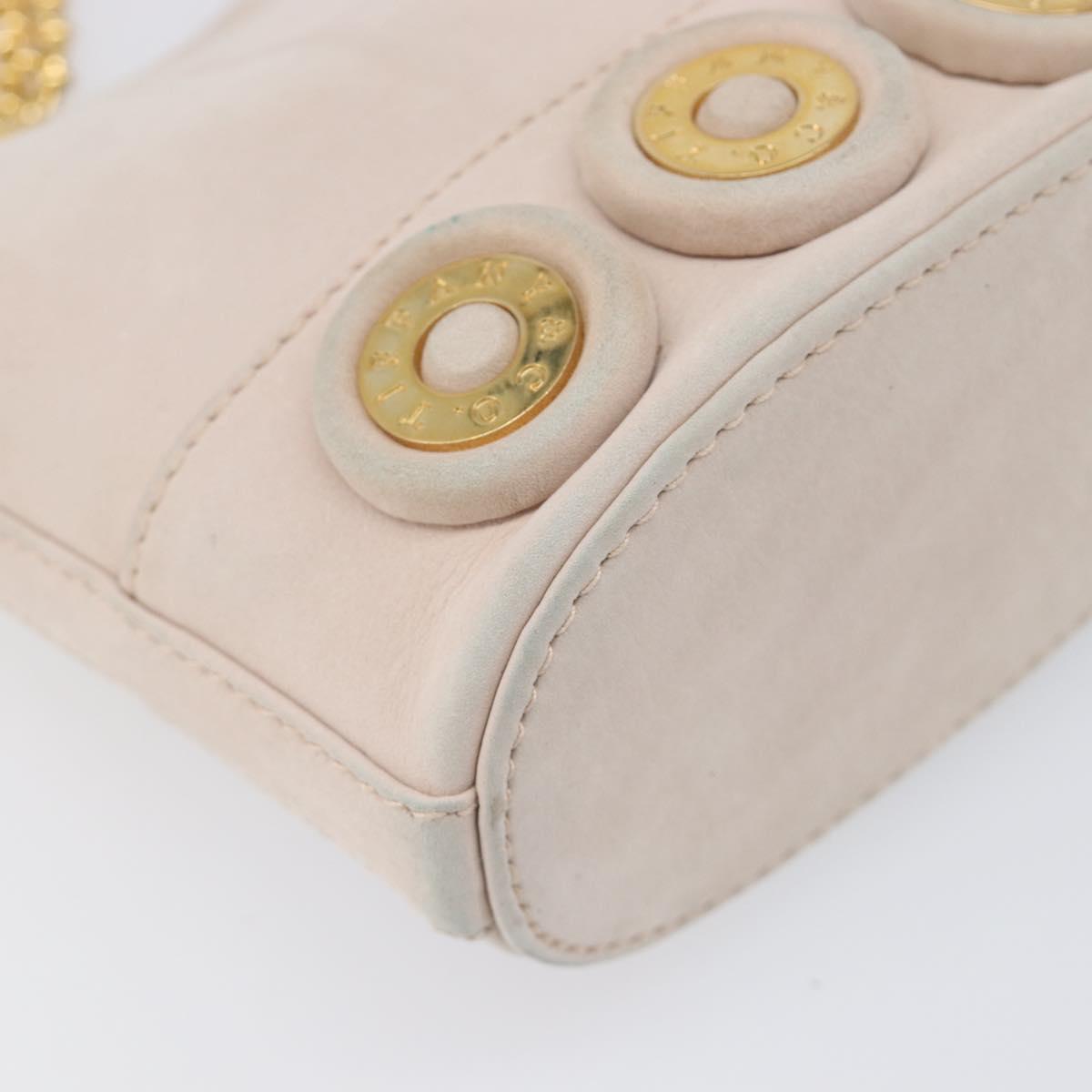 TIFFANY&Co. Chain Shoulder Bag Leather Beige Gold Tone Auth 199065
