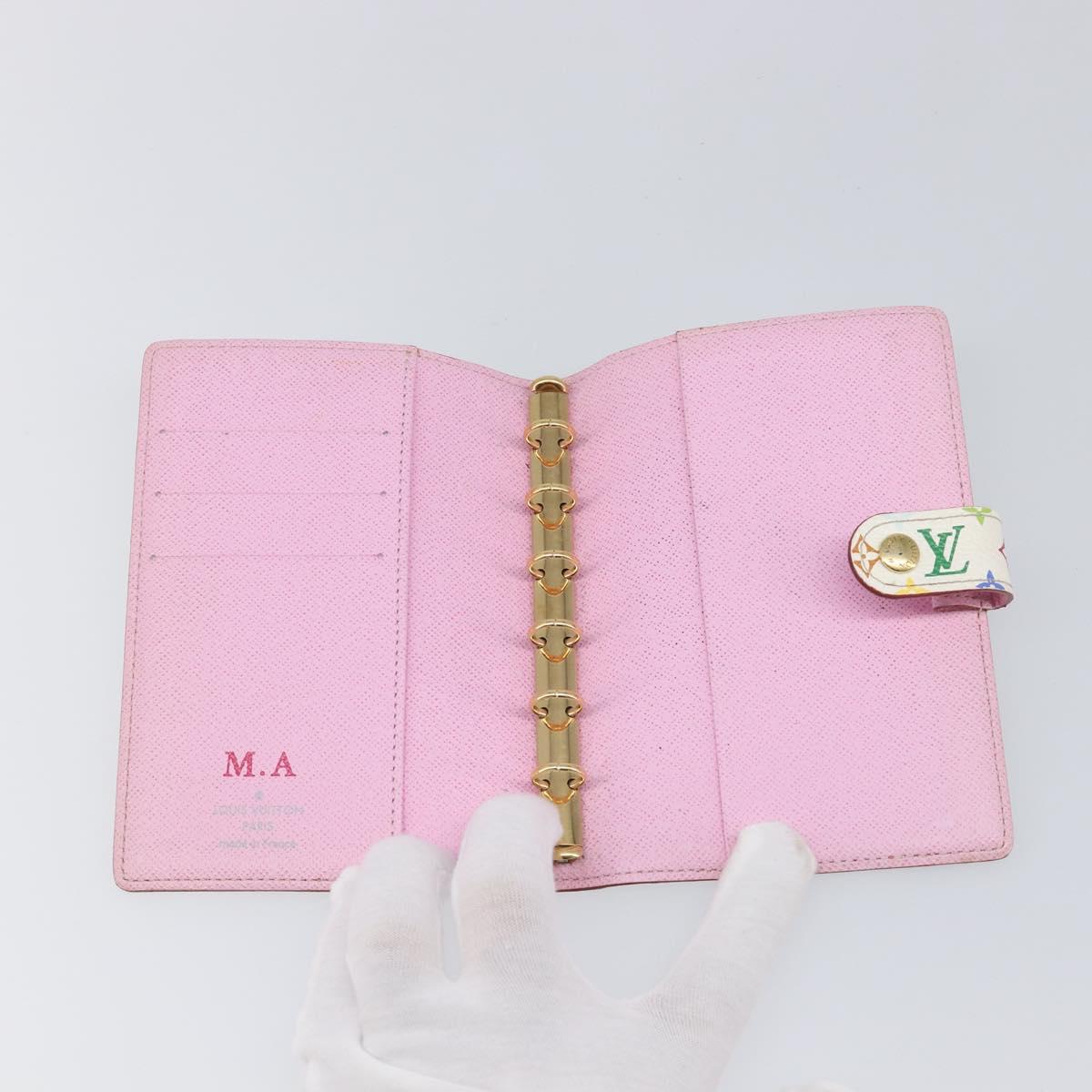 LOUIS VUITTON Monogram Multicolor Agenda PM Cover White R20896 LV Auth 199066